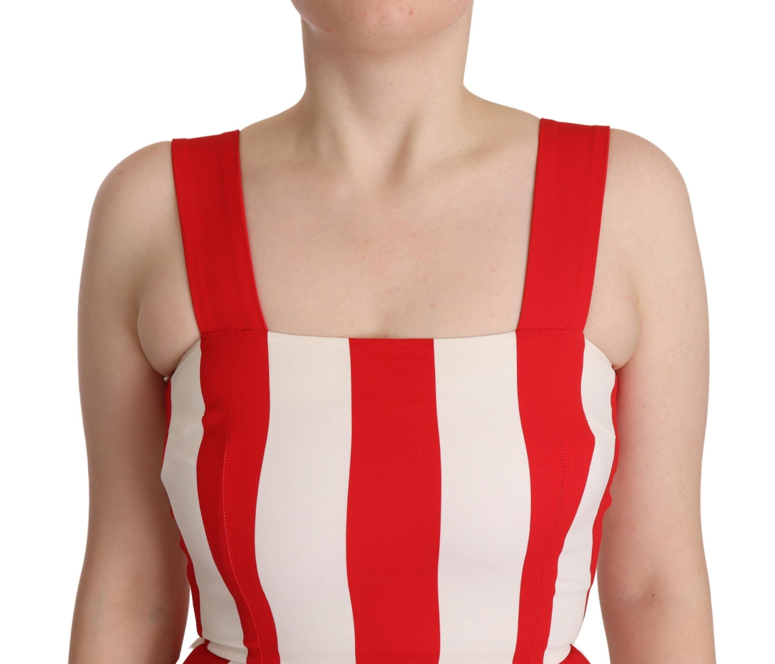 Dolce & Gabbana Weißes Rotes Stretch-Shift-Kleid in A-Linie