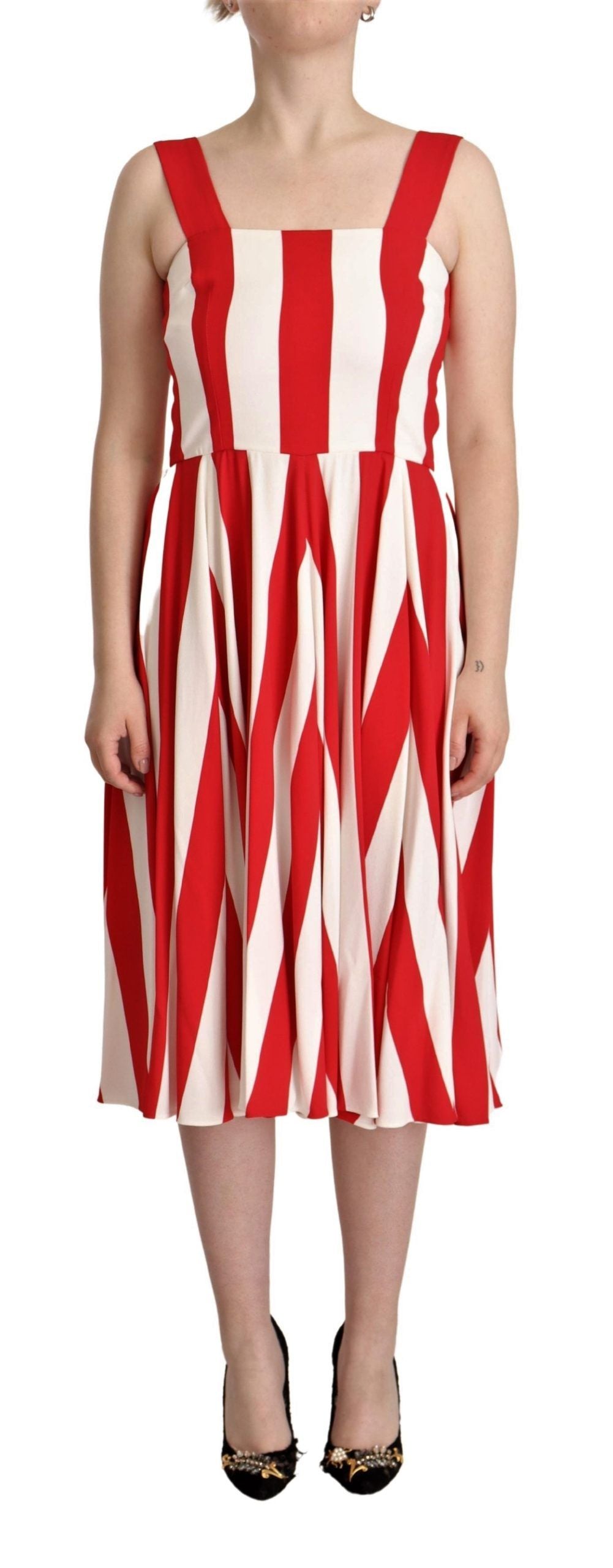 Dolce & Gabbana Weißes Rotes Stretch-Shift-Kleid in A-Linie