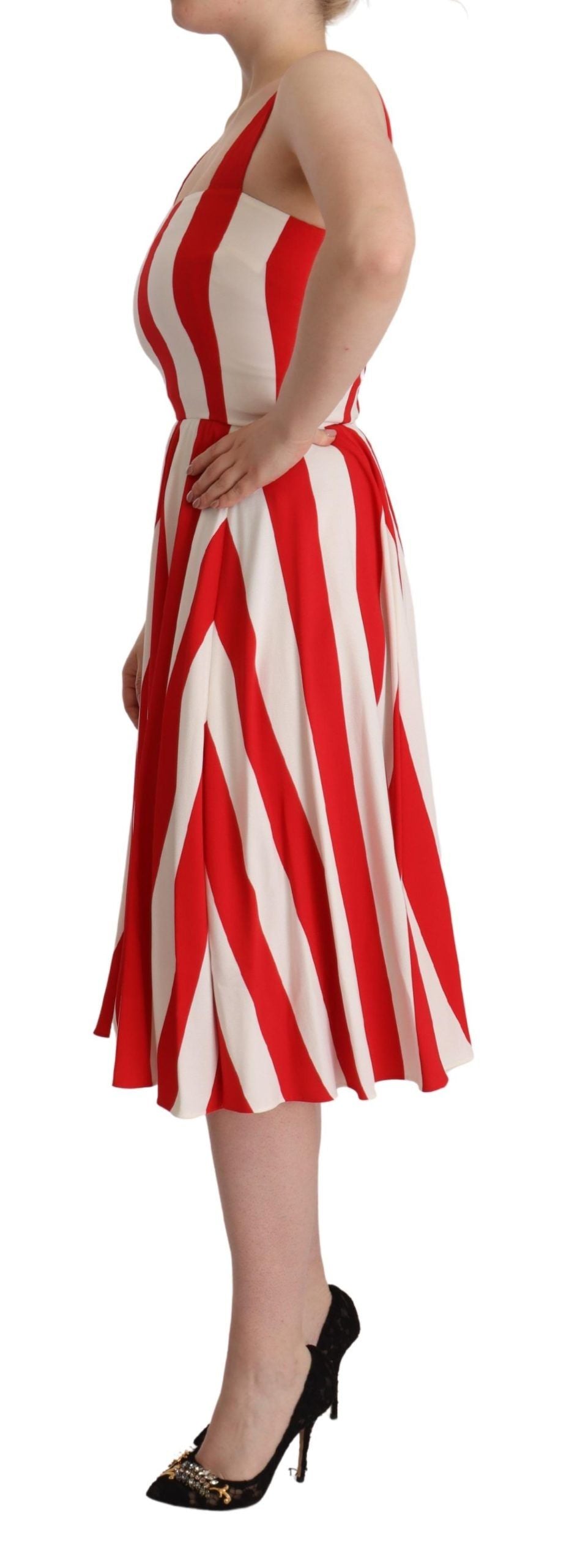 Dolce & Gabbana Weißes Rotes Stretch-Shift-Kleid in A-Linie