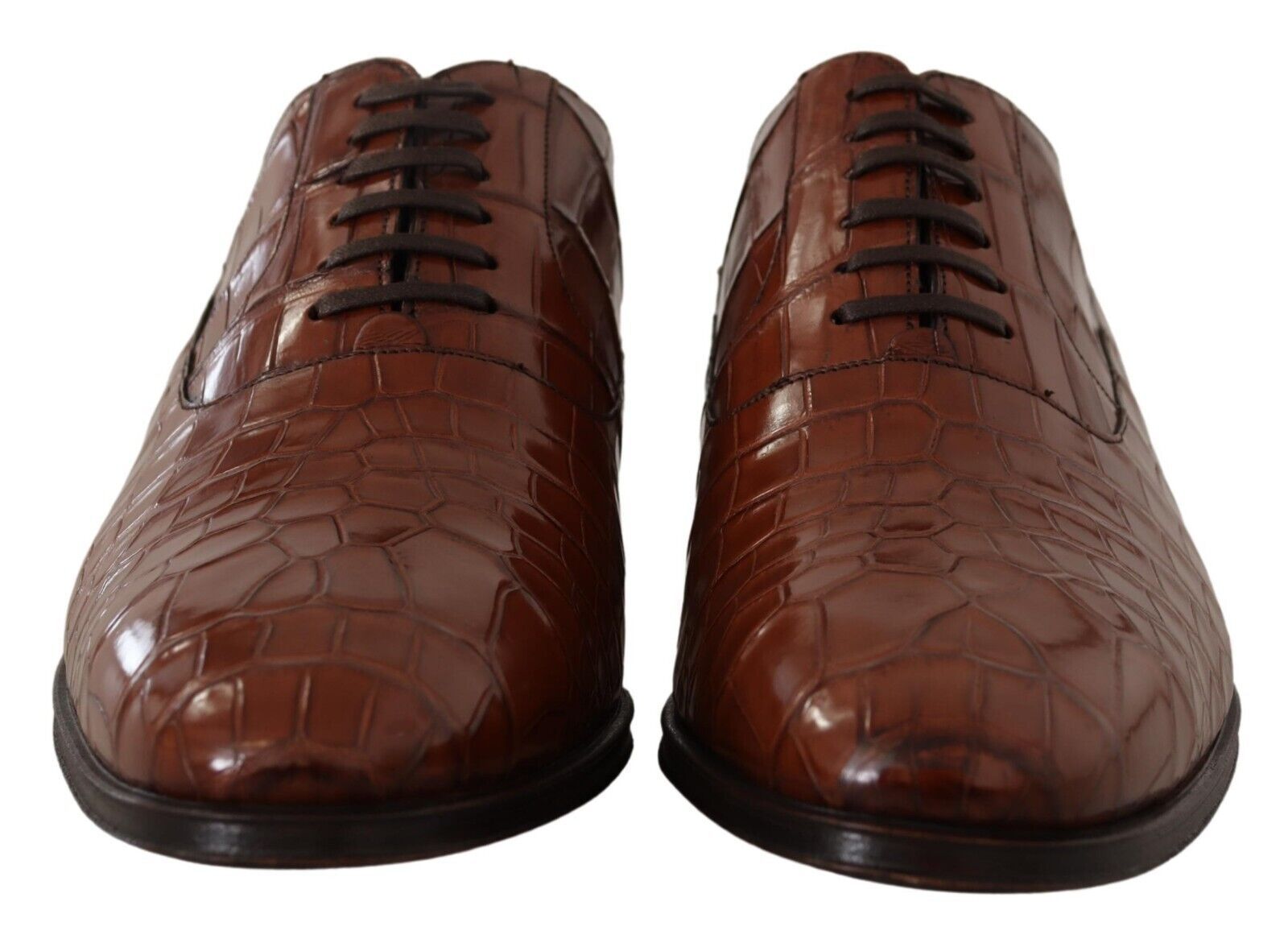 Dolce & Gabbana Braunes Krokodilleder Herren Derby Schuhe