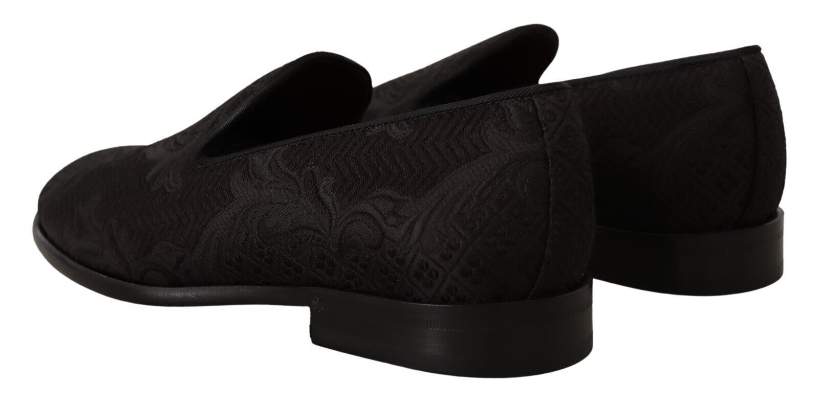 Dolce & Gabbana Schwarz Floral Brokat Hausschuhe Loafers Schuhe