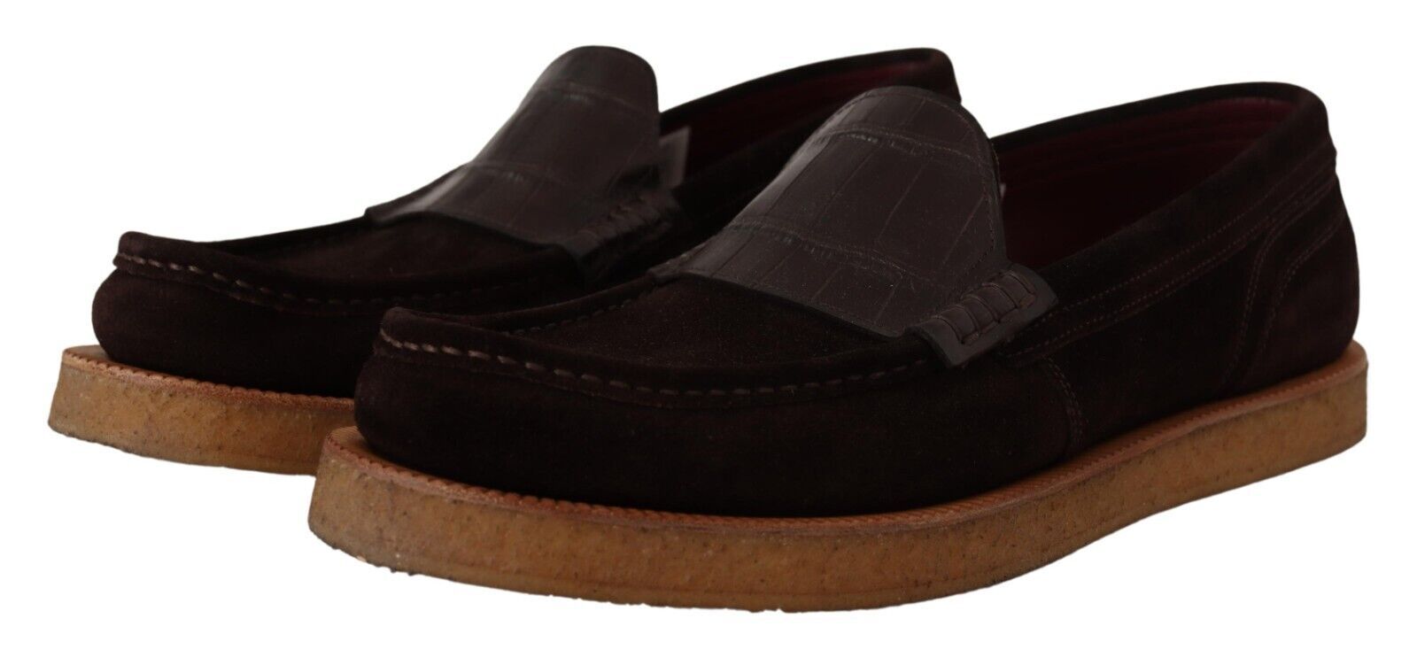 Dolce & Gabbana Braun Wildleder Slip On Flats Mokassin Schuhe