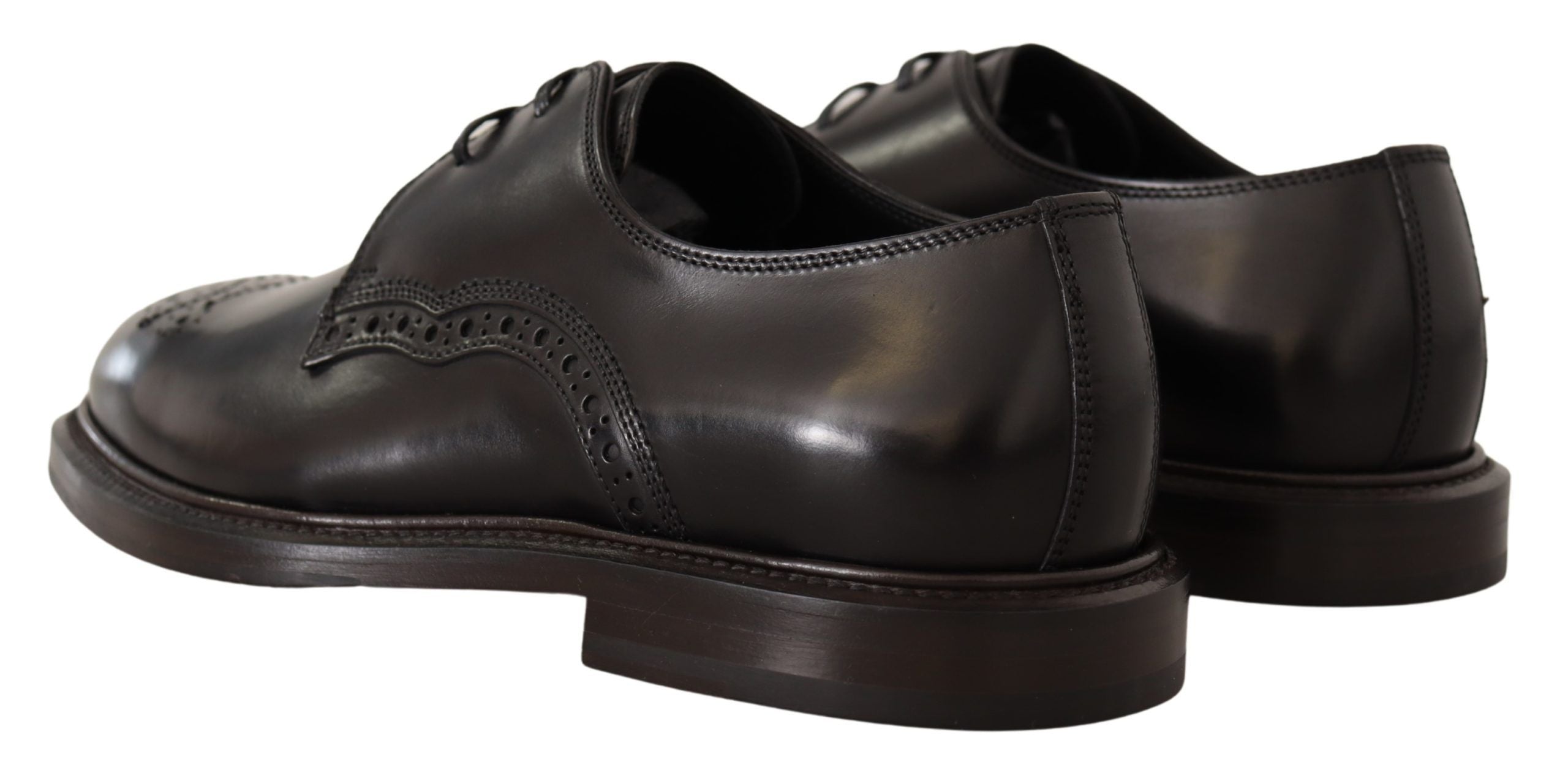 Dolce & Gabbana Schwarzes Leder Kleid Formelle Derby Schuhe