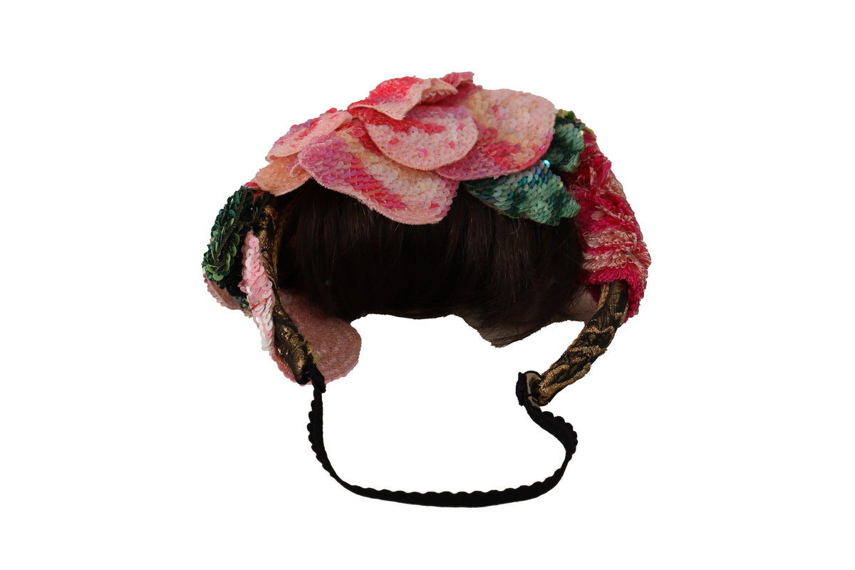 Dolce & Gabbana Multicolor Pailletten Lurex Schwarz Haarstirnband