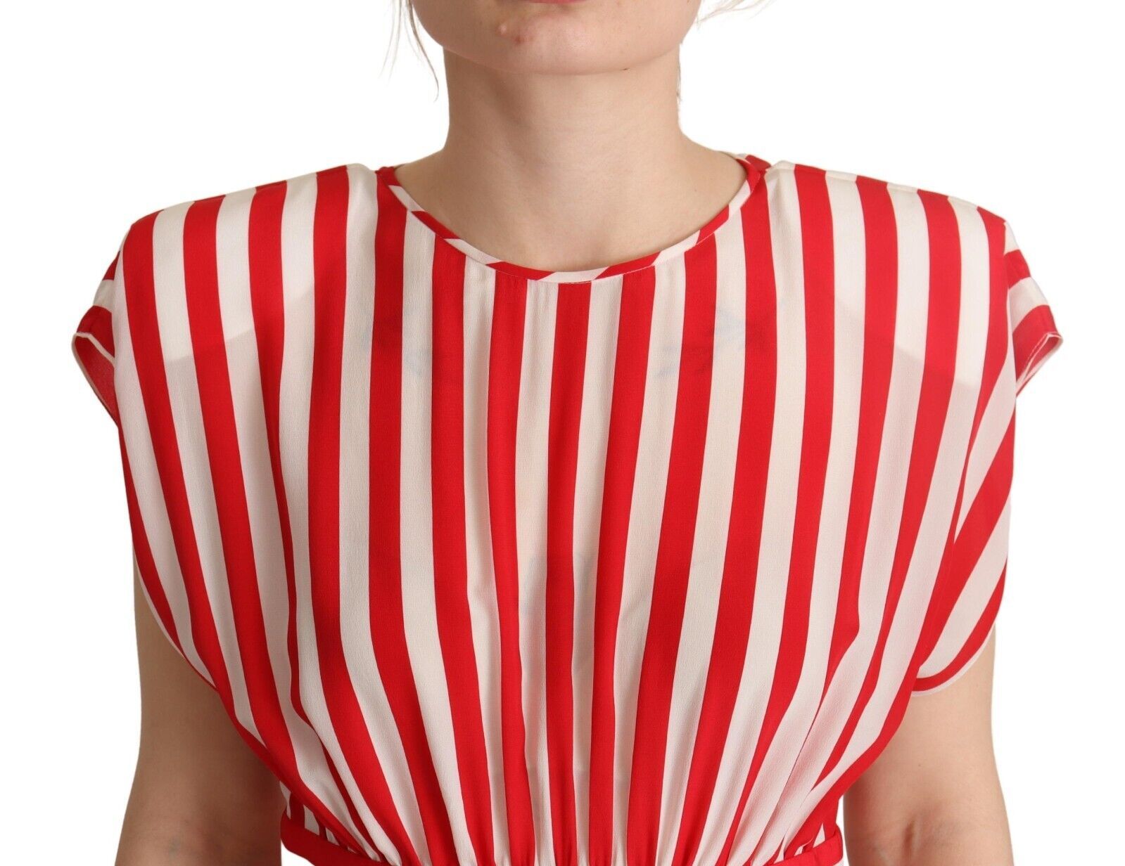 Dolce & Gabbana Rot-weiß gestreiftes Seiden-Minikleid in A-Linie