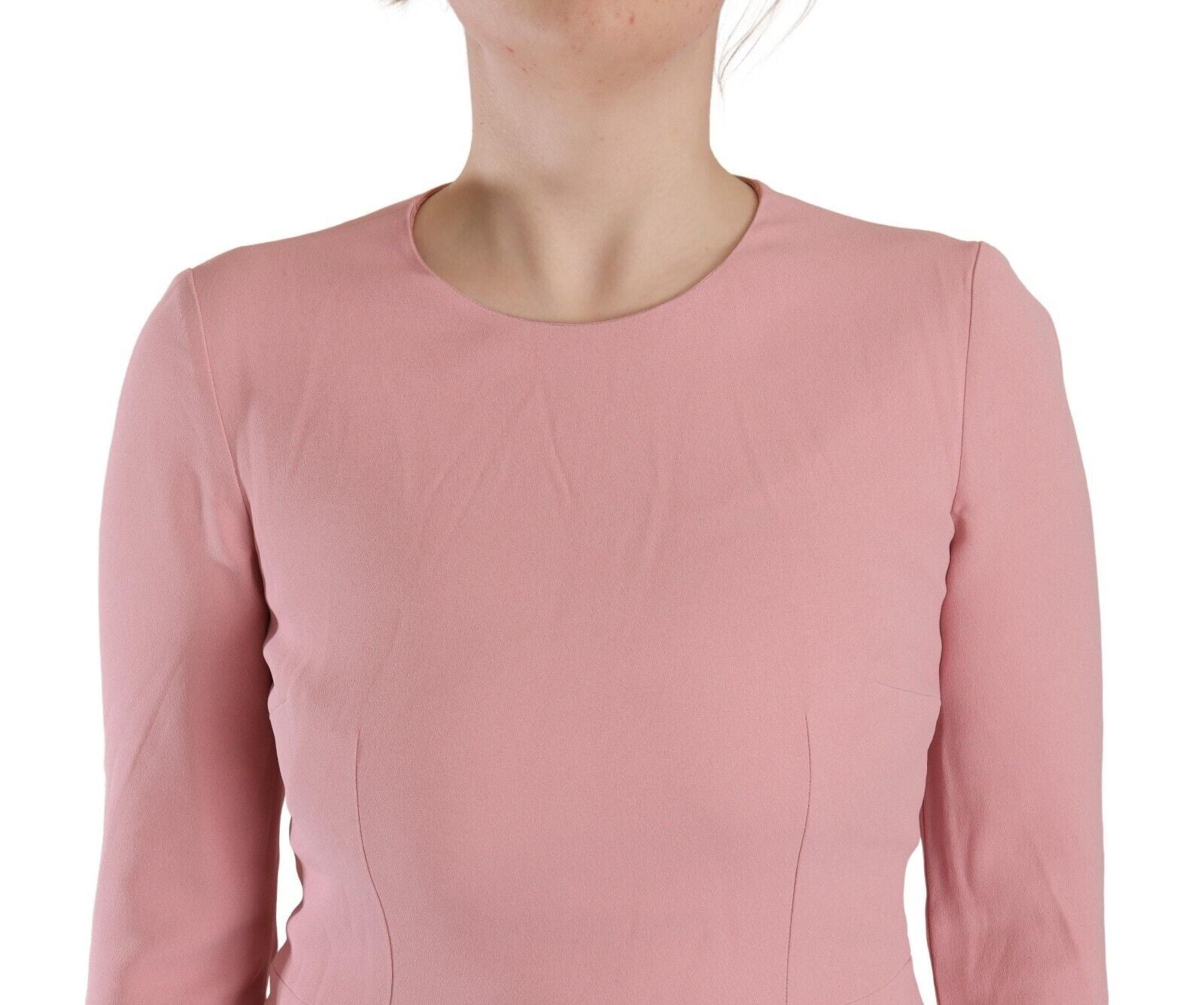 Dolce & Gabbana Rosa 3/4-Ärmel Viskosemischung A-Linien-Kleid