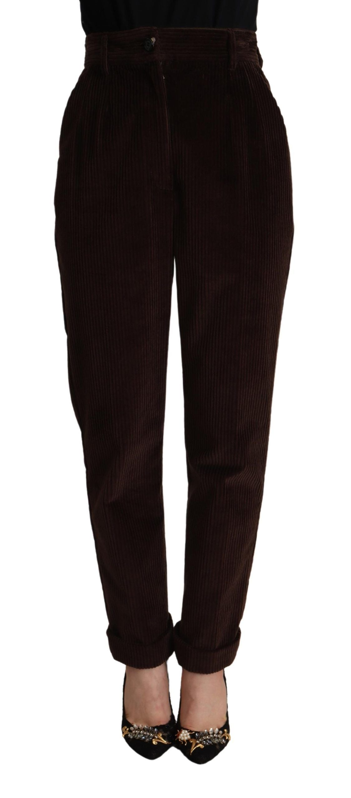Dolce & Gabbana Bordeauxfarbene Cordhose aus Baumwolle, konisch zulaufende Hose