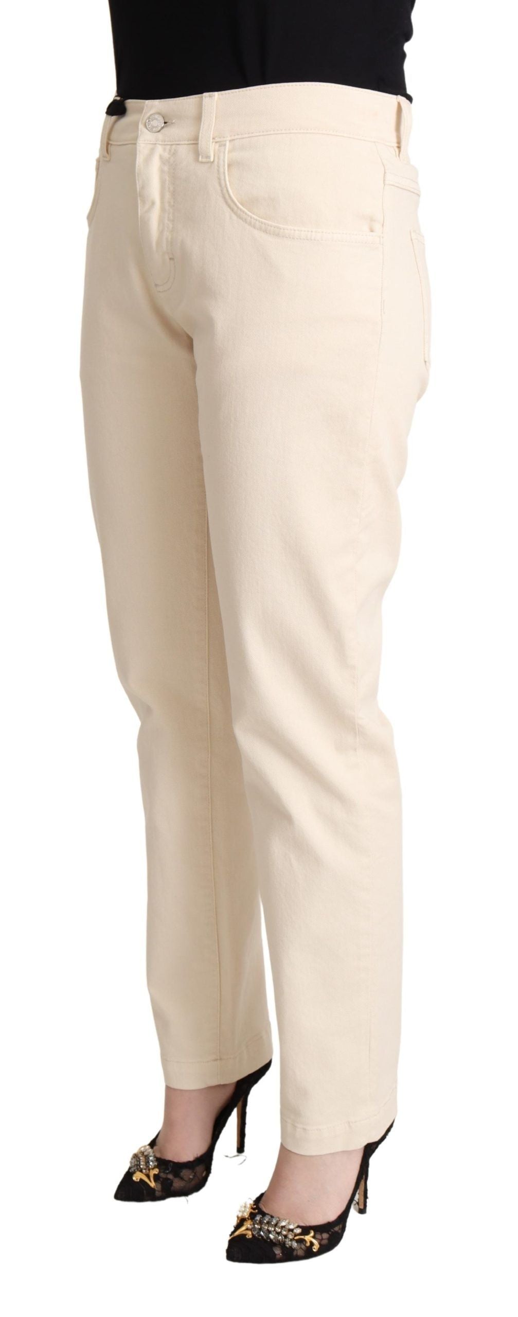 Dolce & Gabbana Weiße Baumwolle Skinny Denim Damen Jeans Hosen