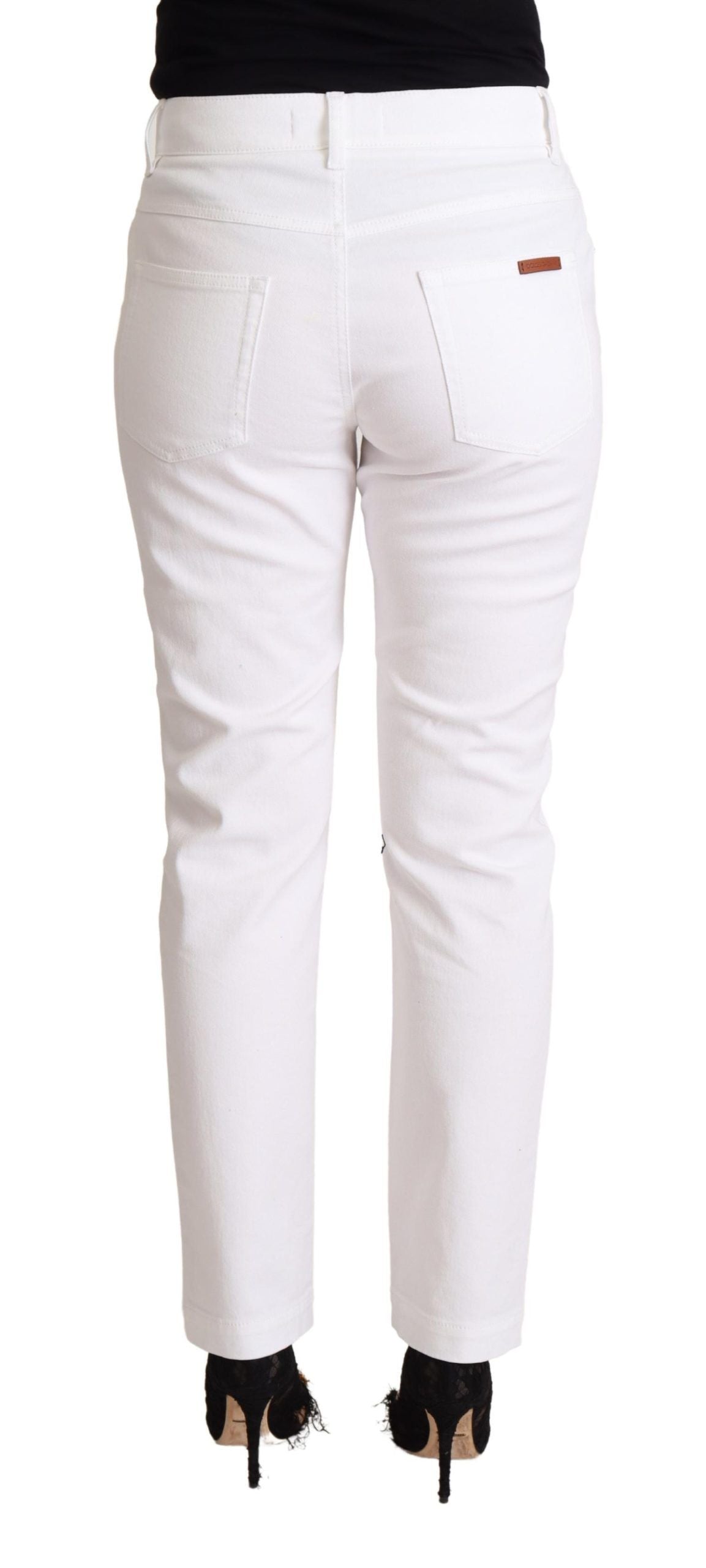 Dolce & Gabbana Weiße Denim-Jeans mit mittlerer Taille aus Baumwolle, konisch zulaufend