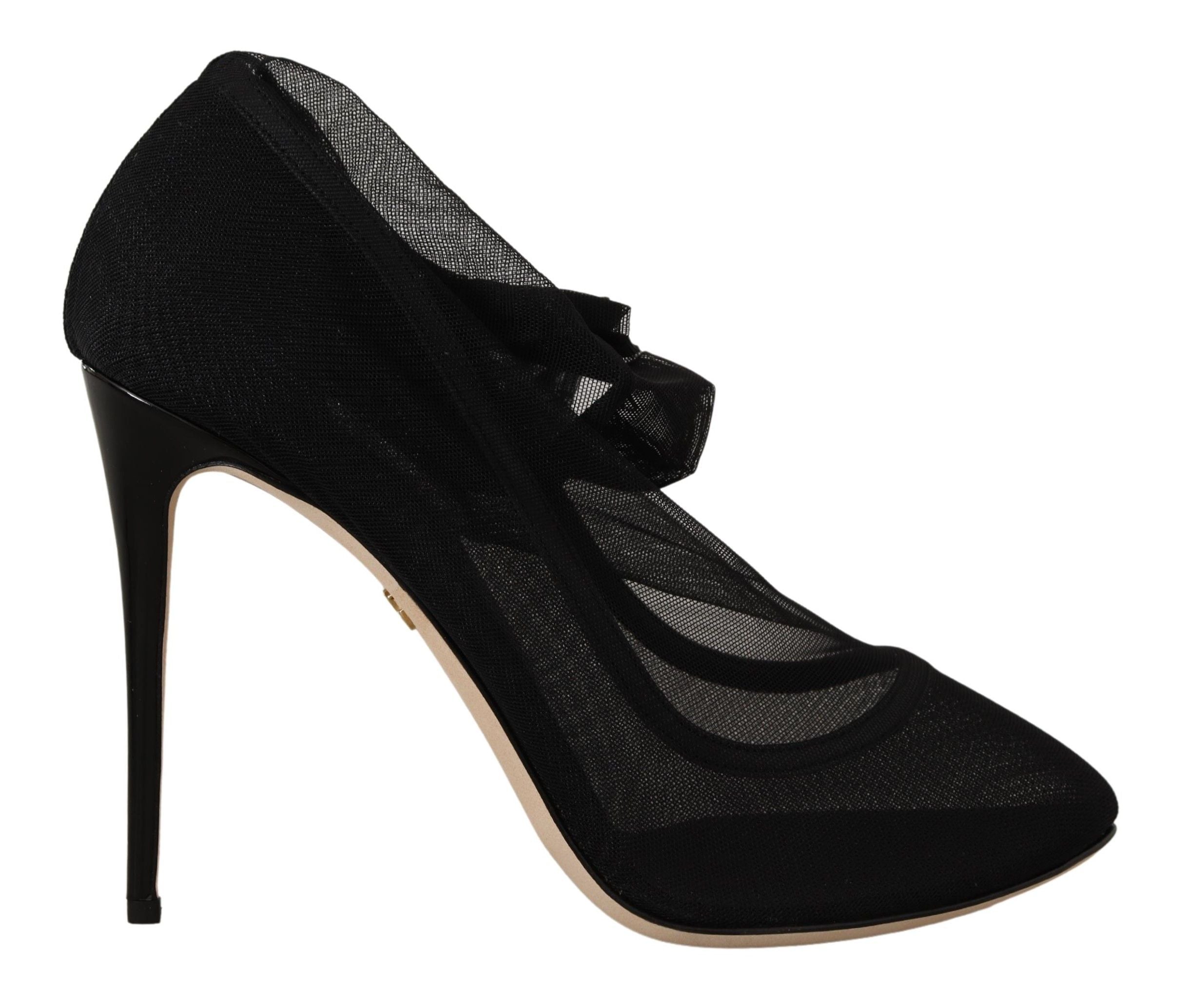 Dolce & Gabbana Schwarz Stretch Tüll Stretch Stiefel Schuhe