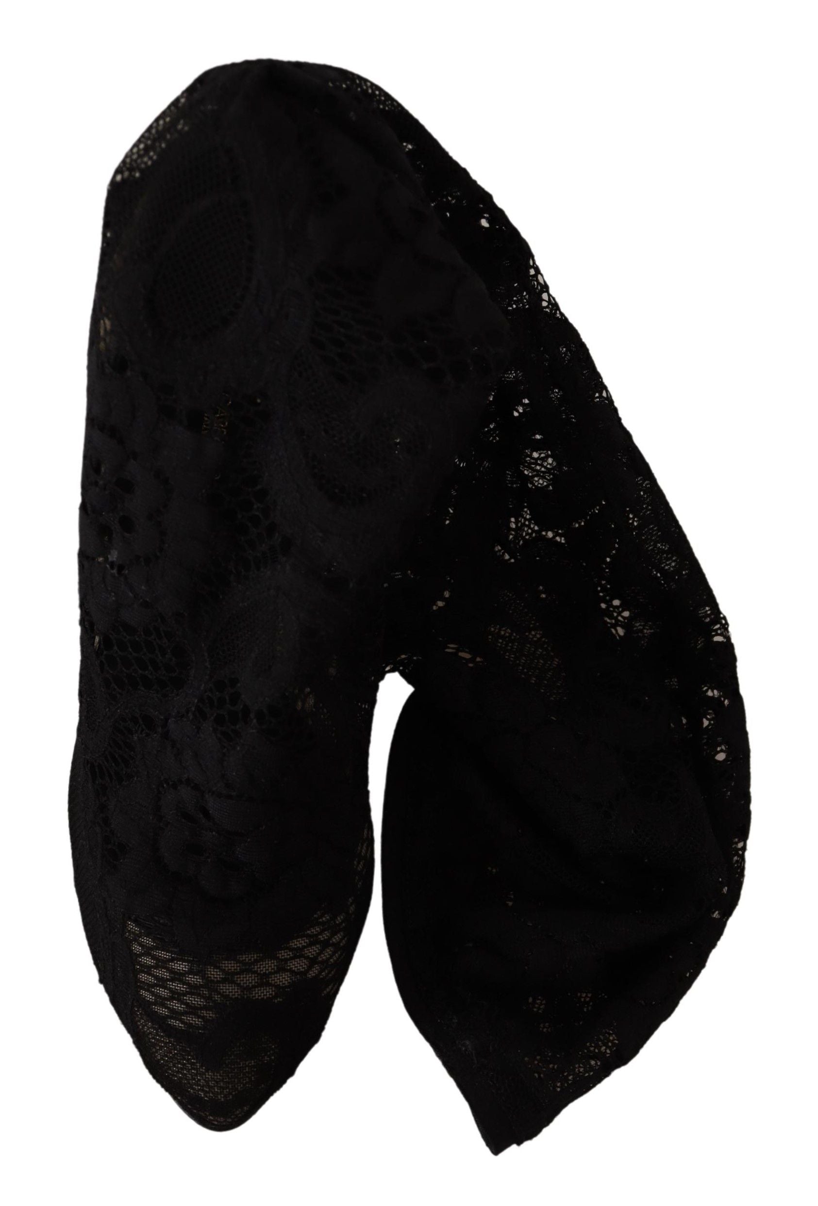 Dolce & Gabbana Schwarz Stretch Socken Taormina Spitze Stiefel Schuhe