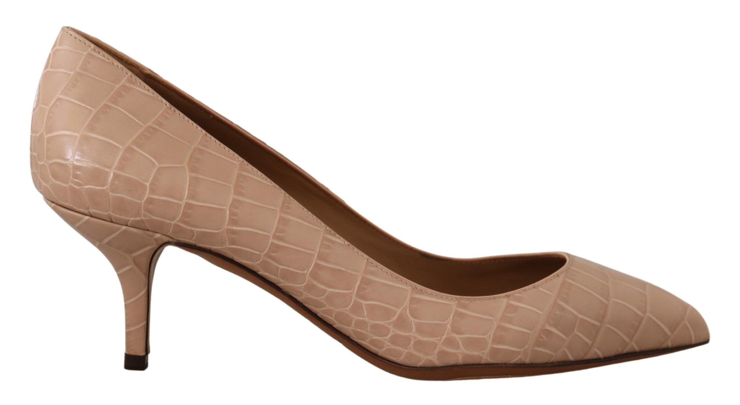 Dolce & Gabbana Beige Leder Spitze Absätze Pumps Schuhe