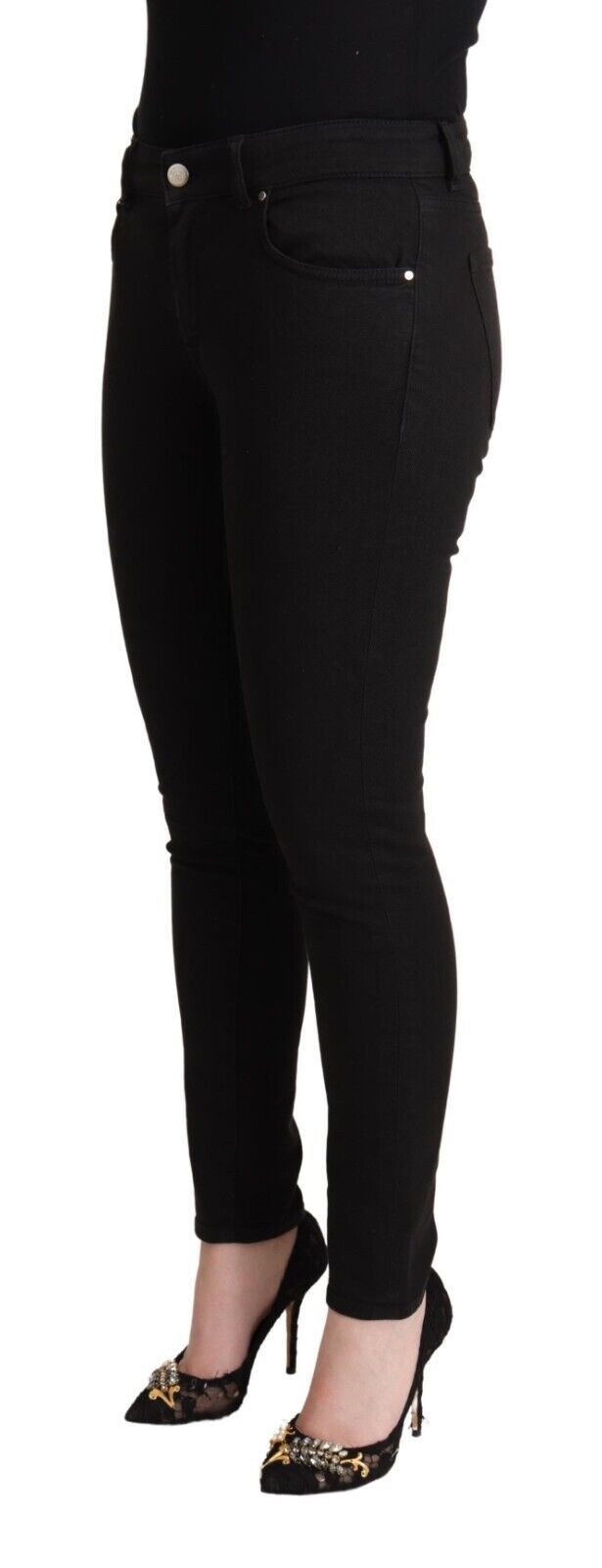 Dolce & Gabbana Schwarze Slim Fit Jeans aus Baumwolle mit mittlerer Taille aus Denim