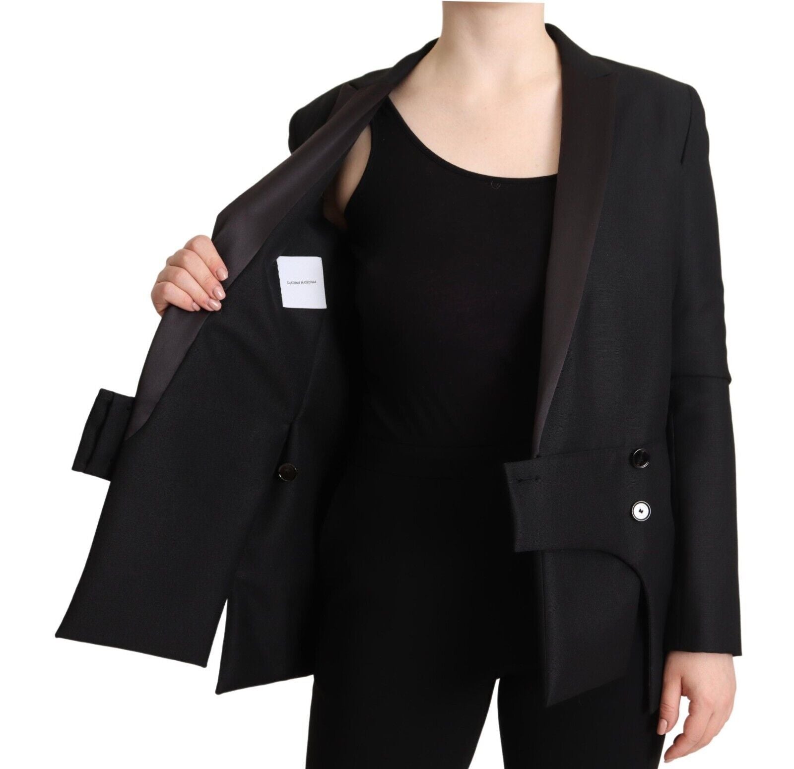 Costume National Schwarze langärmelige doppelreihige Jacke