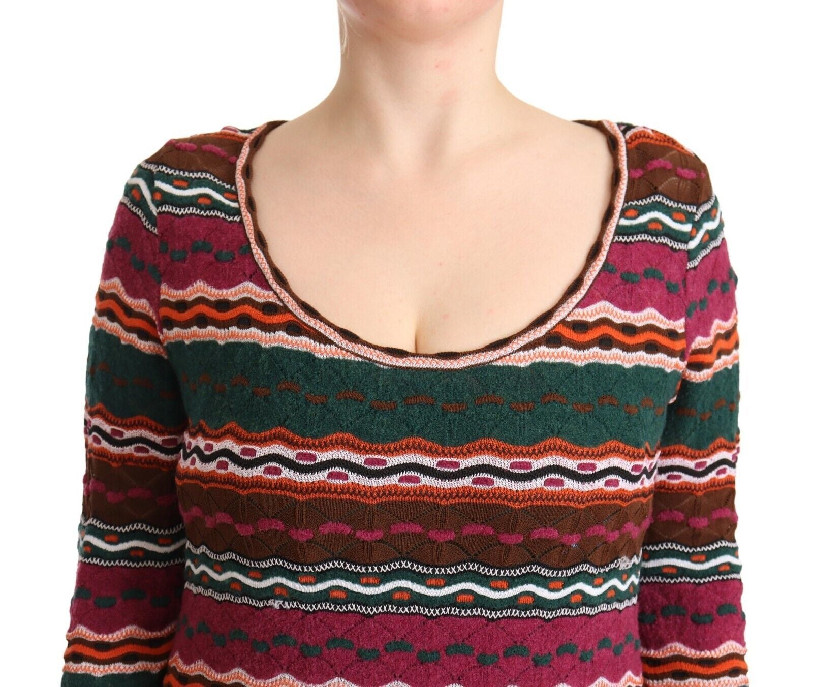 Missoni Mehrfarbig gestreiftes Maxikleid aus Wolle