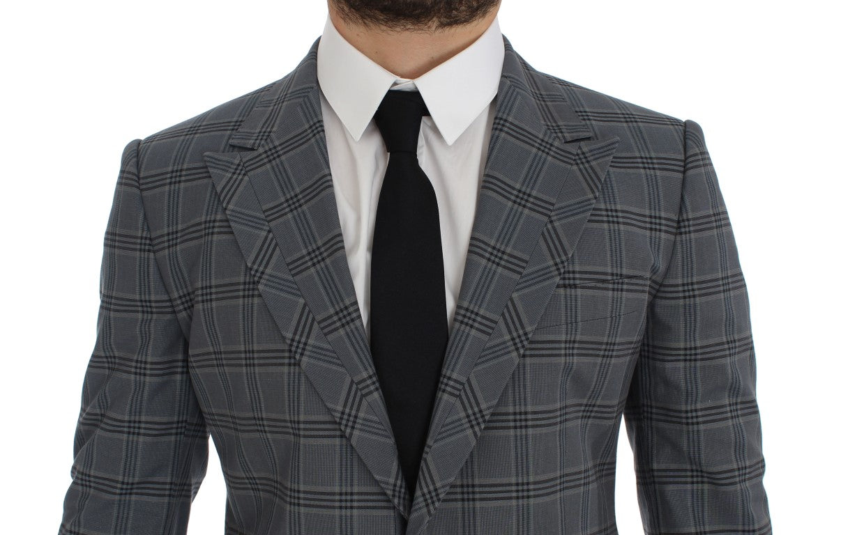 Dolce & Gabbana Blau karierte Slim Fit Blazer Jacke