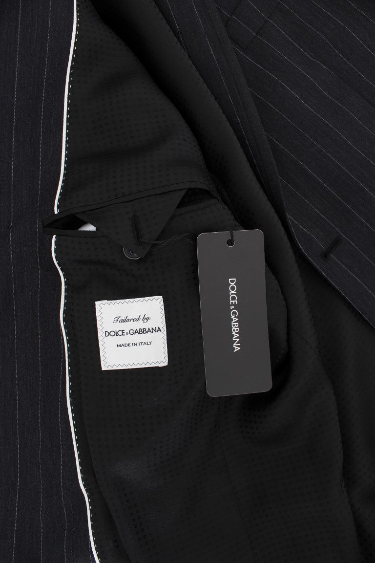 Dolce & Gabbana Grauer gestreifter Slim Fit Wollblazer