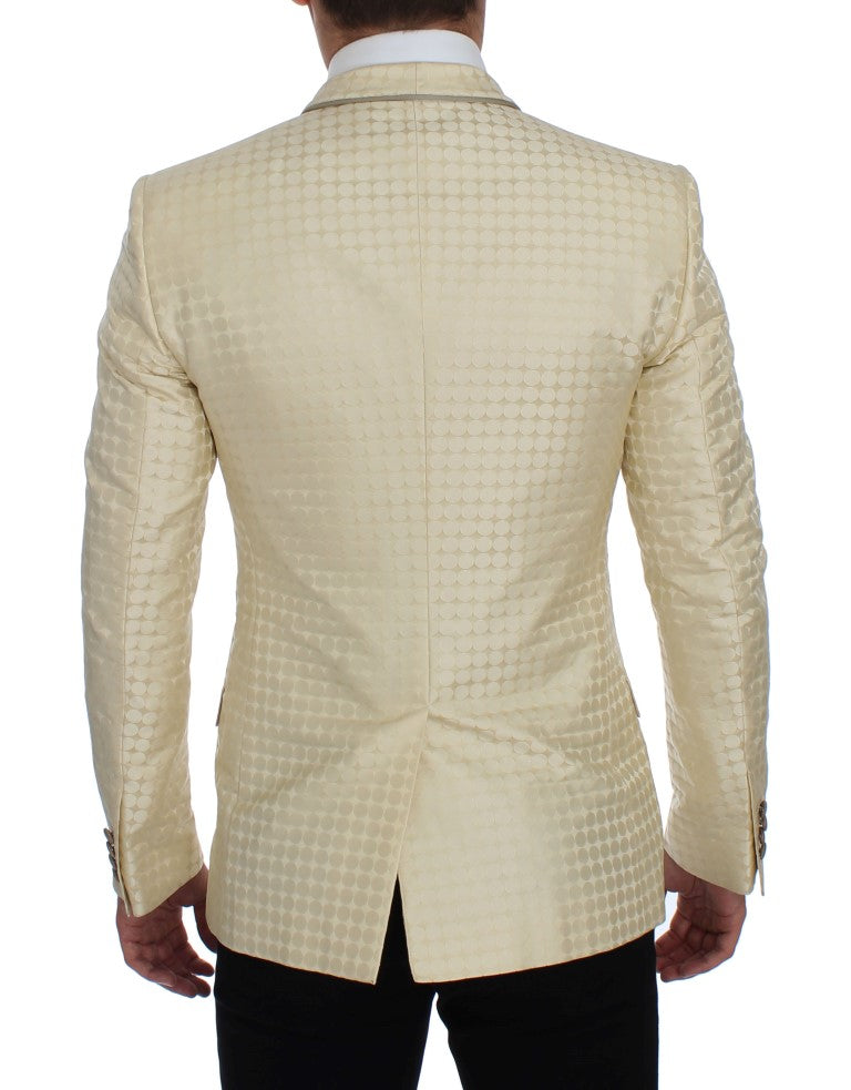 Dolce & Gabbana Beige gepunkteter Seidenblazer 2 Stück