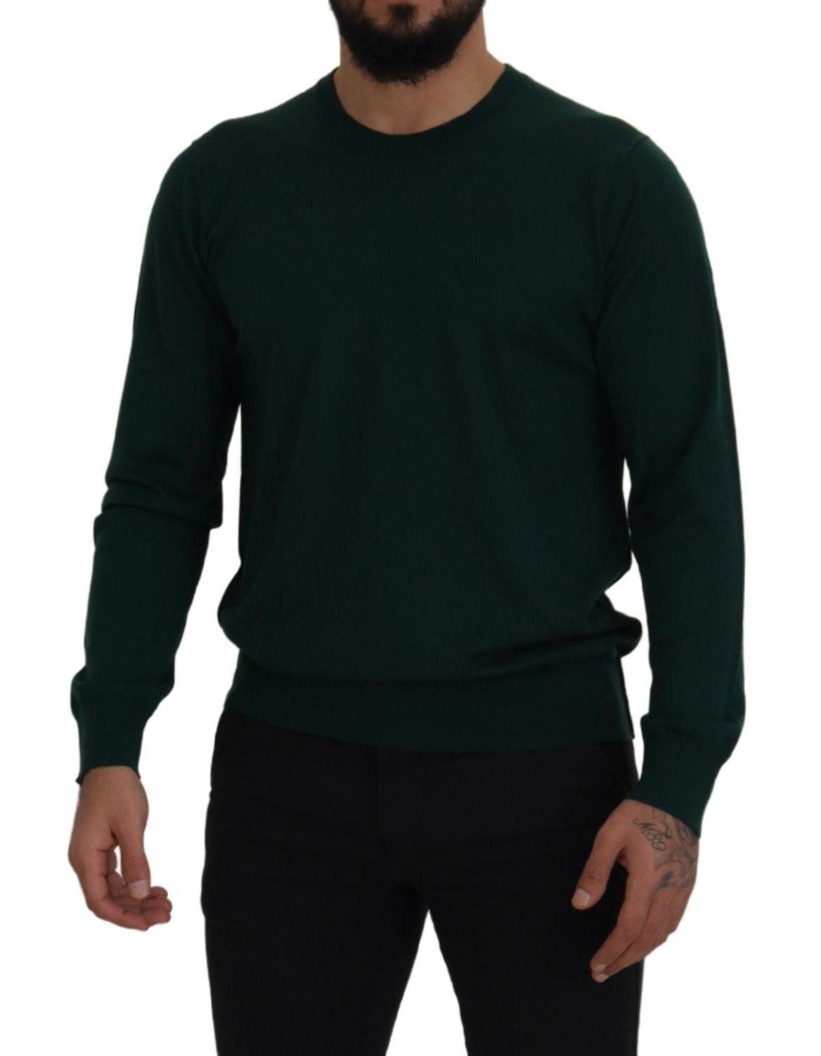 Dolce & Gabbana Grüner Pullover aus Kaschmir mit Rundhalsausschnitt
