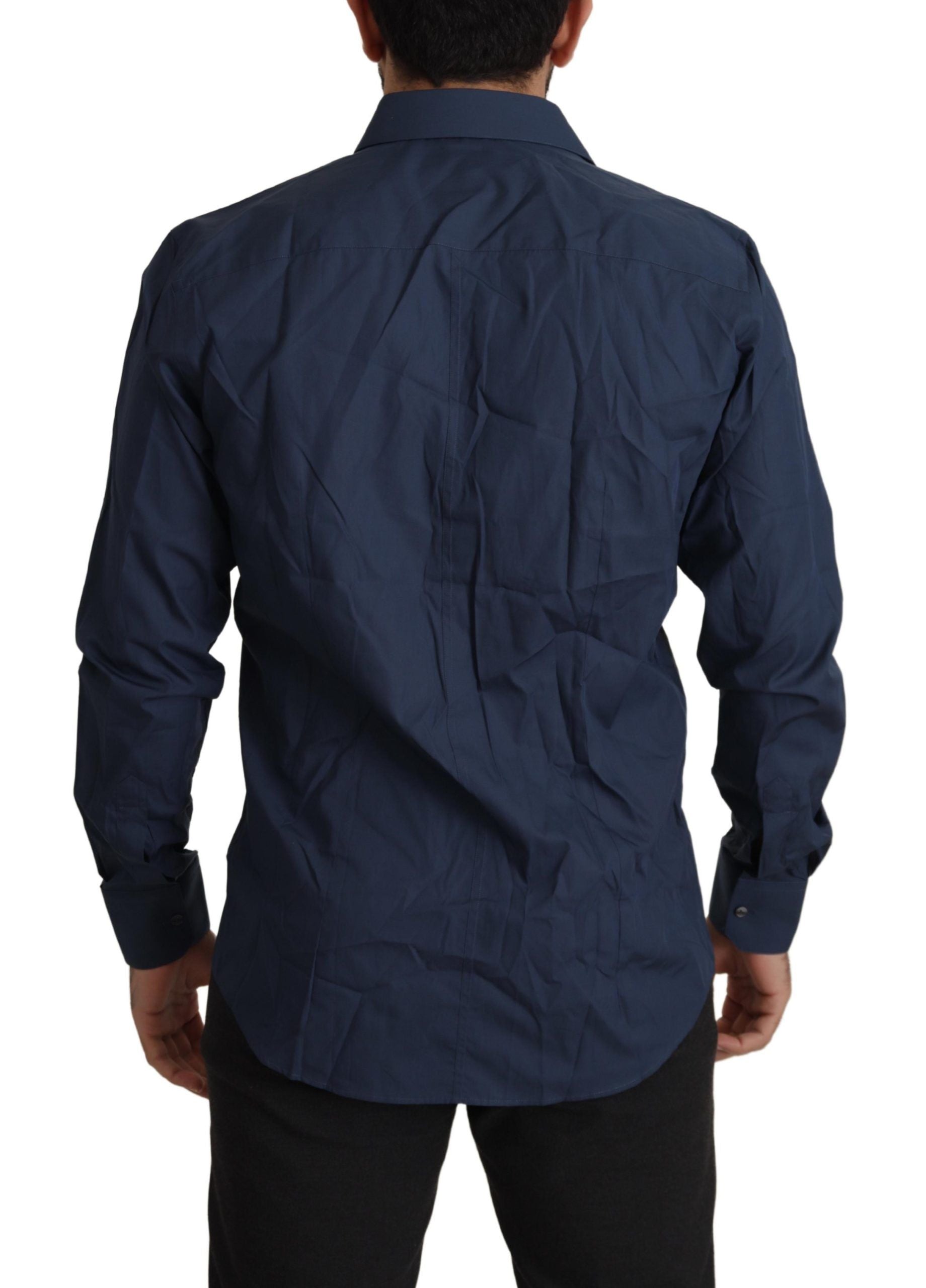 Dolce & Gabbana Blaues Baumwollhemd MARTINI Slim Fit Dress Shirt