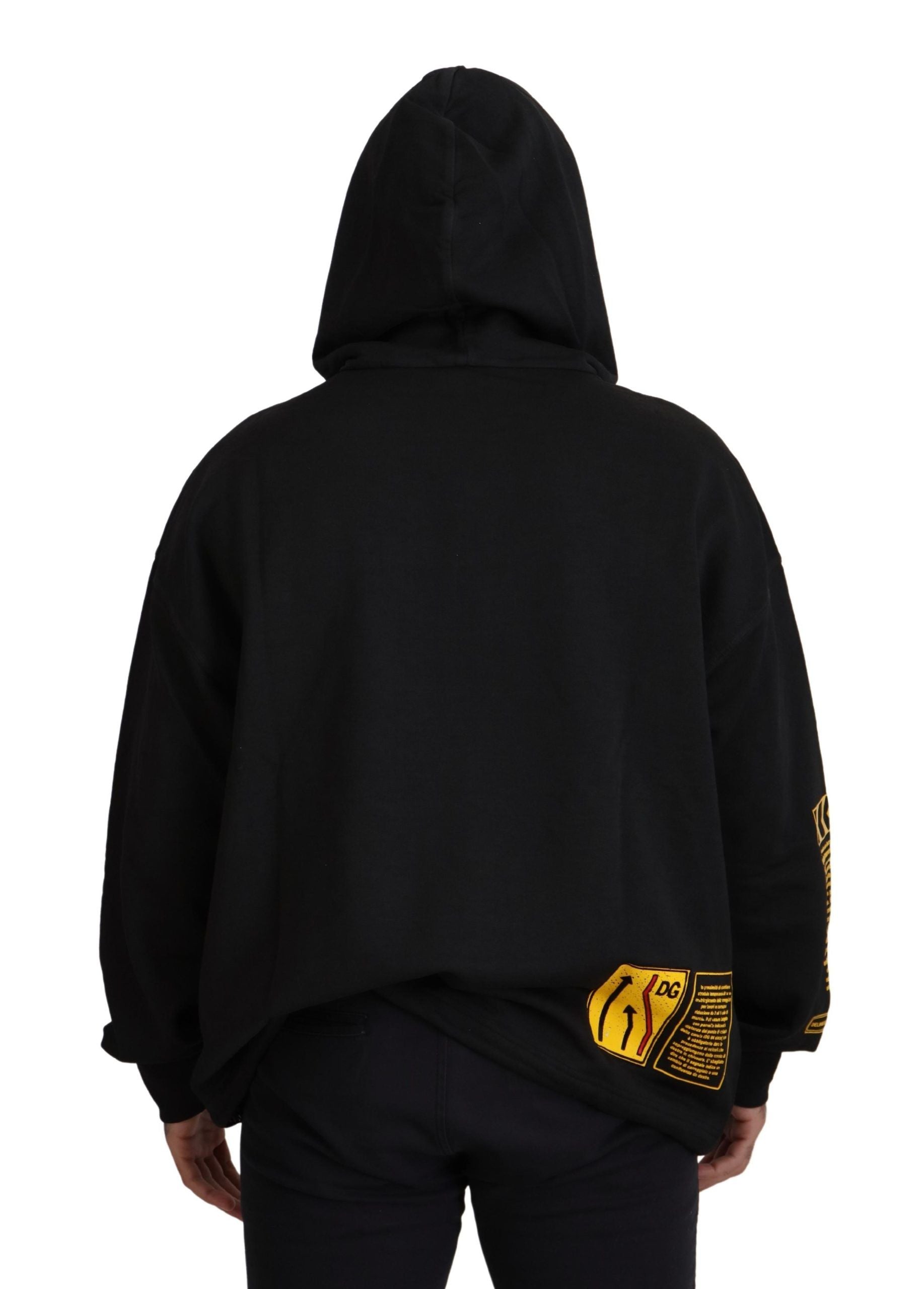 Dolce & Gabbana Schwarzer DG Shield Pullover aus Baumwolle mit Kapuze