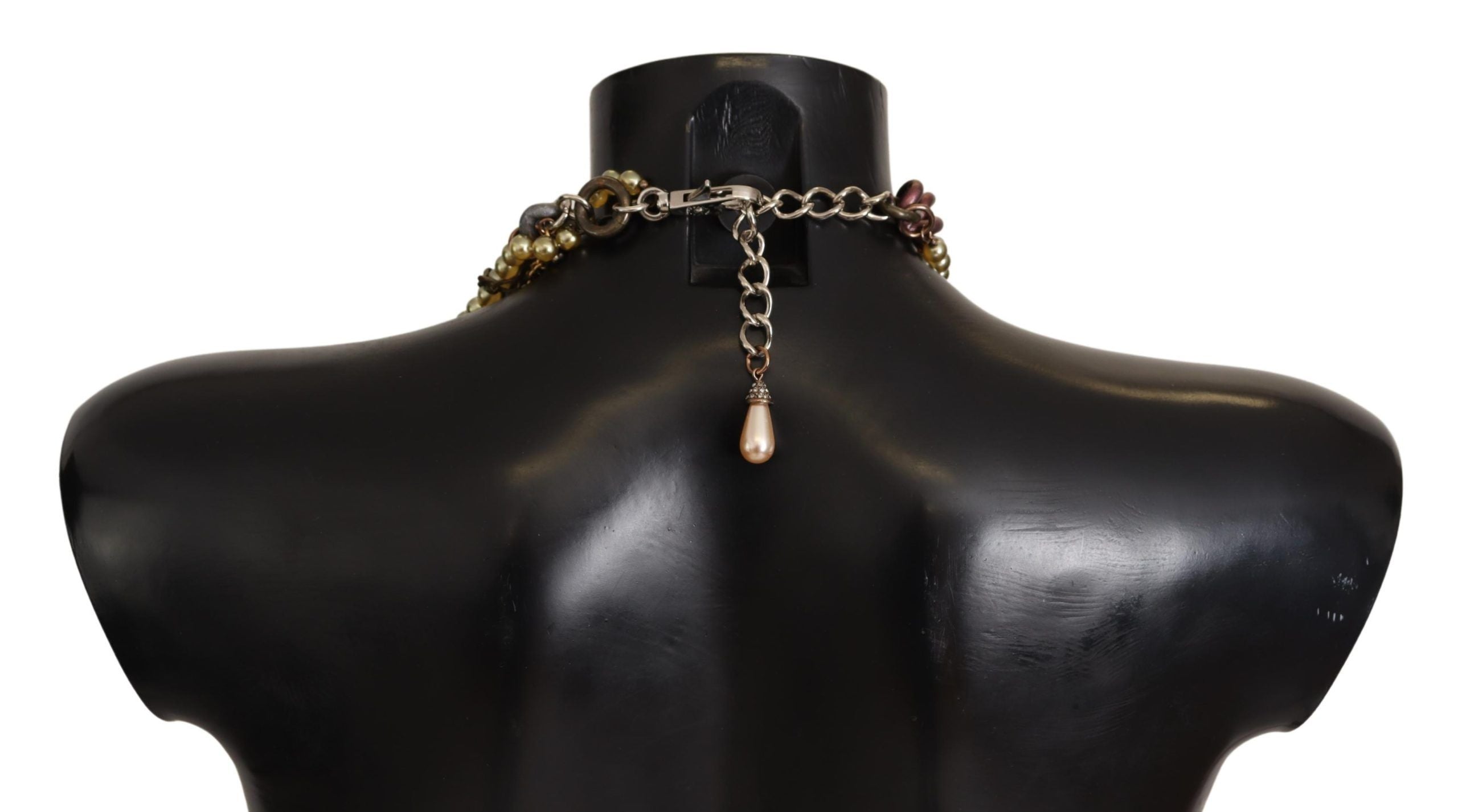 Dolce & Gabbana Goldmessing Sizilien Floral Kristall Statement Halskette