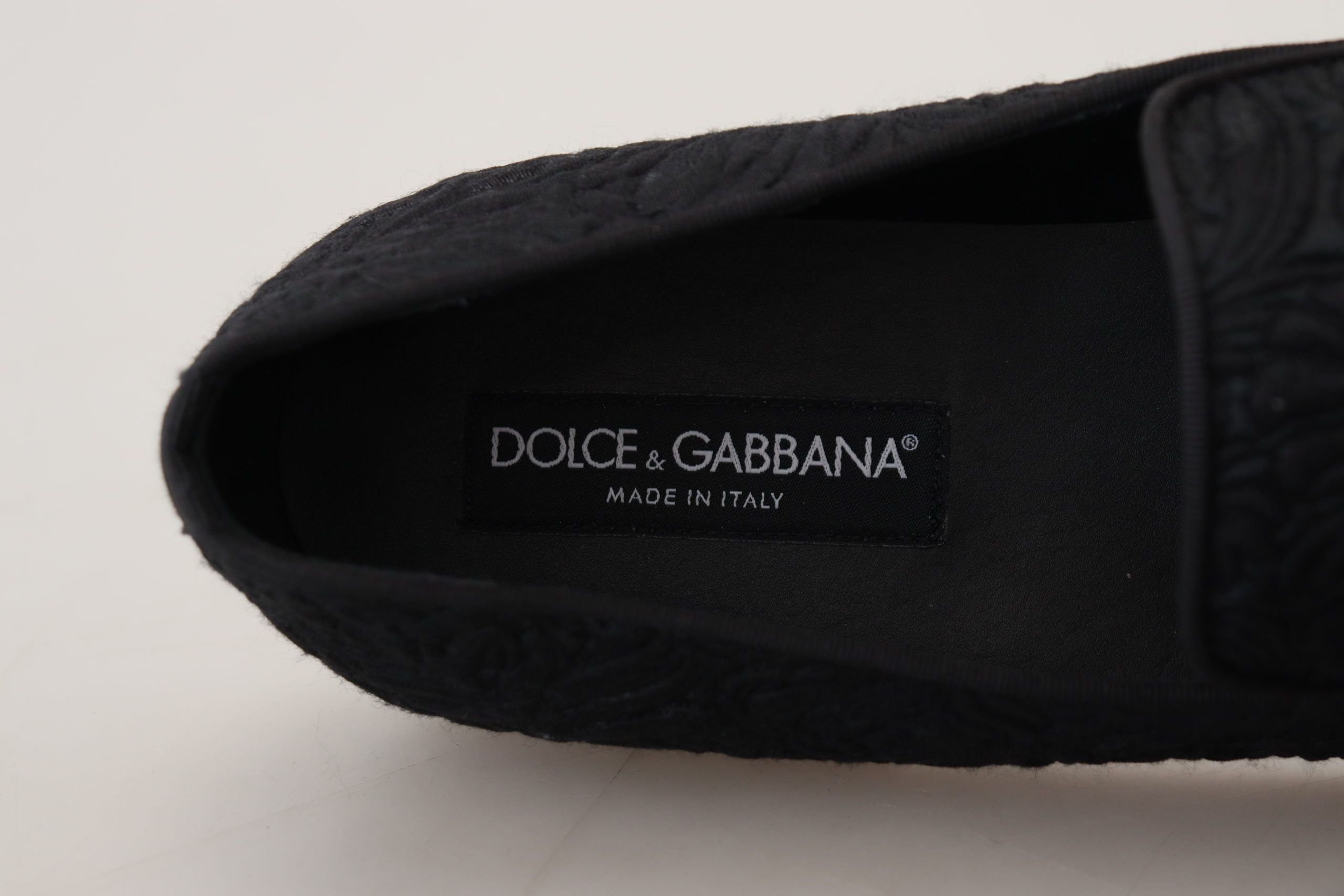 Dolce & Gabbana Schwarz Floral Jacquard Hausschuhe Loafers Schuhe