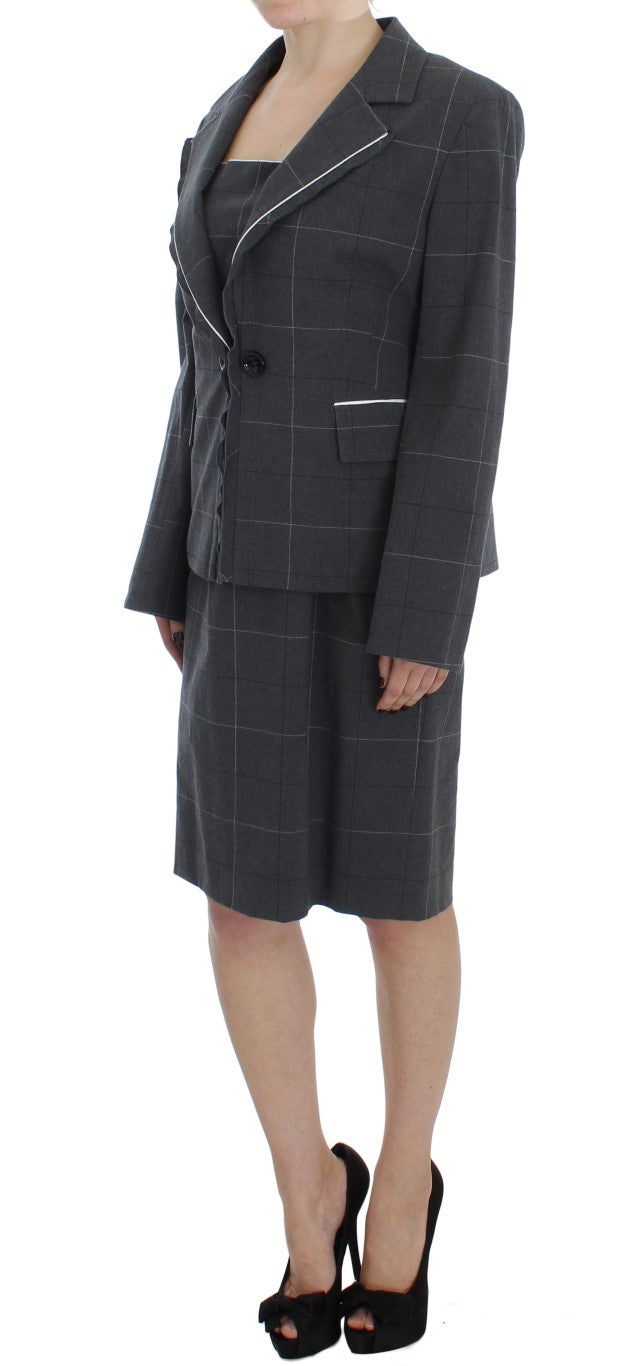 BENCIVENGA Graues Stretch-Mantelkleid Anzug-Set