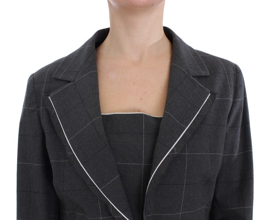 BENCIVENGA Graues Stretch-Mantelkleid Anzug-Set