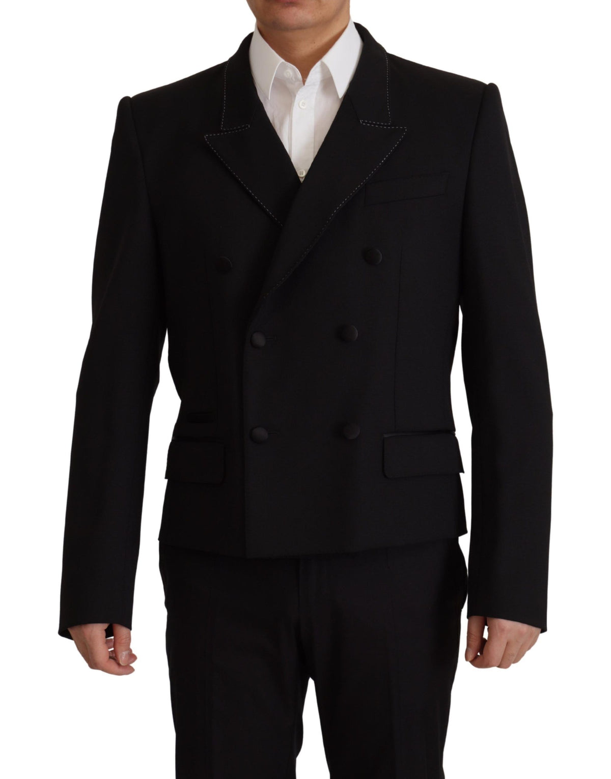 Dolce & Gabbana Schwarzer doppelreihiger Mantel Blazer Jacke
