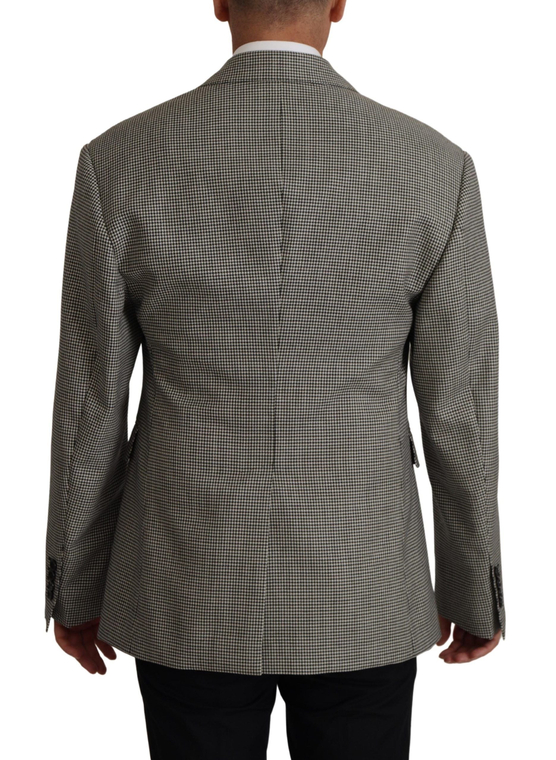 Dolce & Gabbana Graue karierte einreihige Jacke Blazer