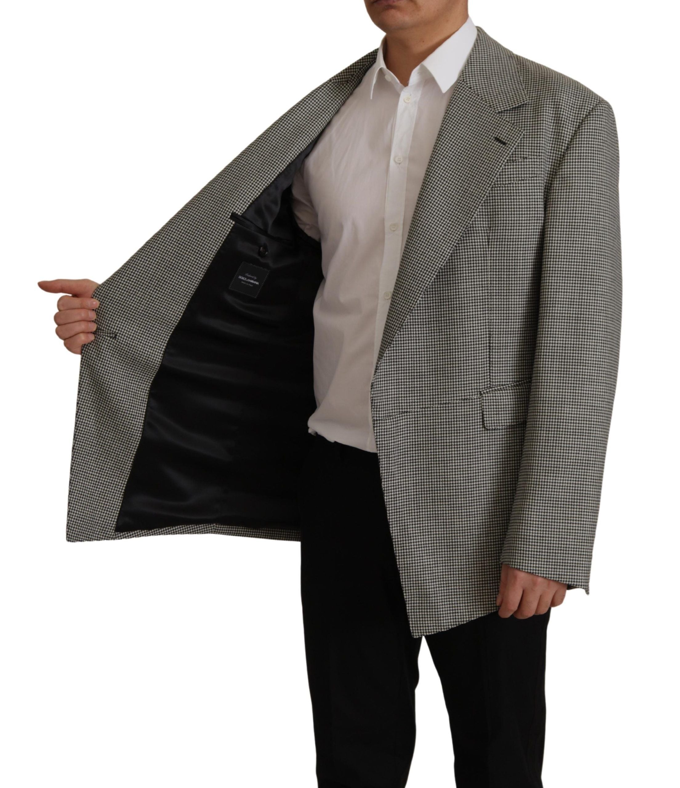 Dolce & Gabbana Graue karierte einreihige Jacke Blazer