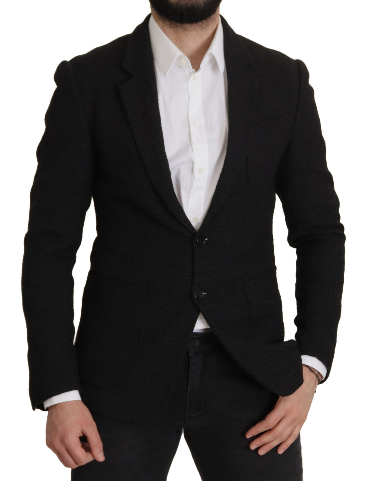 Dolce & Gabbana Schwarzer einreihiger Mantel Männer Blazer