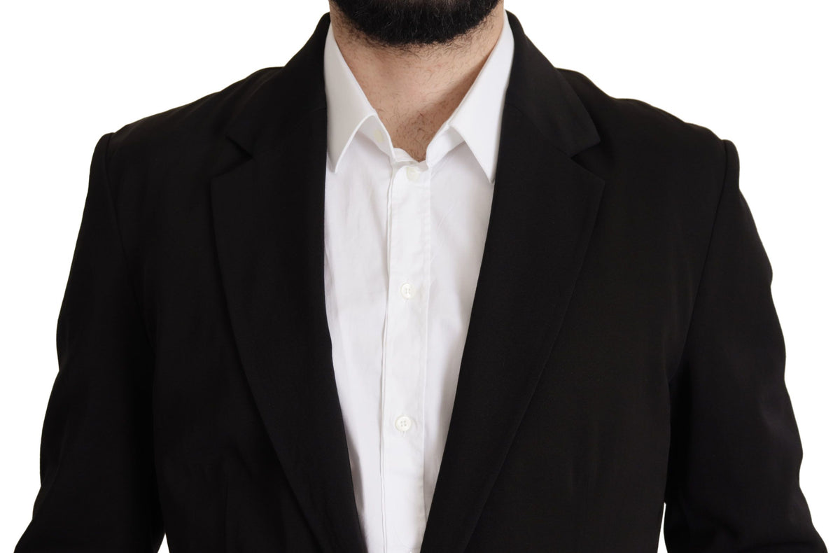 Dolce & Gabbana Schwarzer einreihiger Wollmantel Blazer