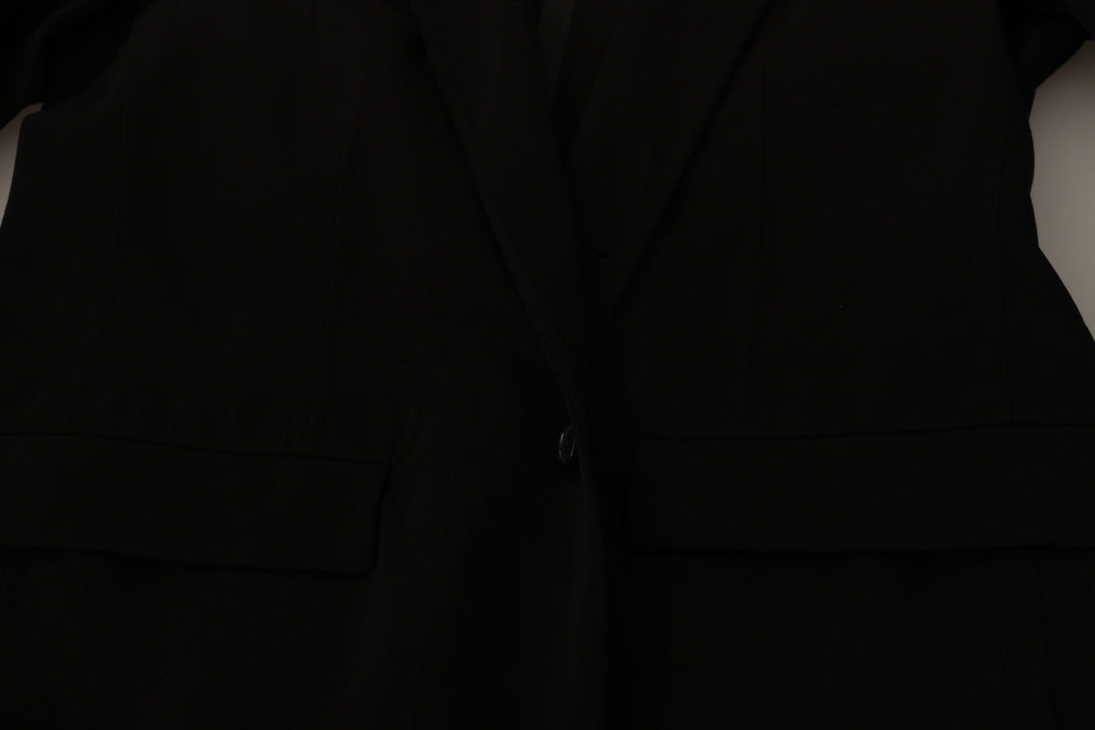 Dolce & Gabbana Schwarzer einreihiger Wollmantel Blazer