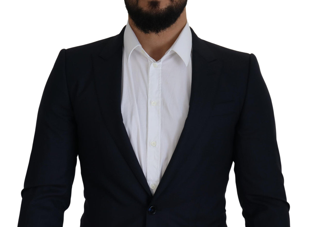 Dolce & Gabbana Blauer einreihiger Wollmantel Blazer