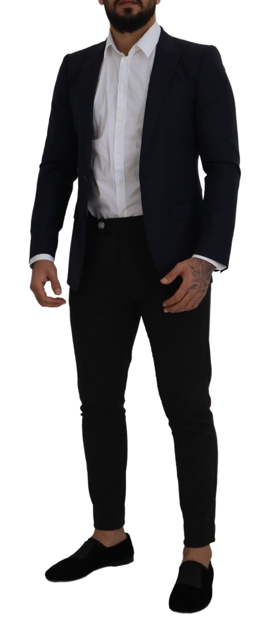 Dolce & Gabbana Blauer einreihiger Wollmantel Blazer