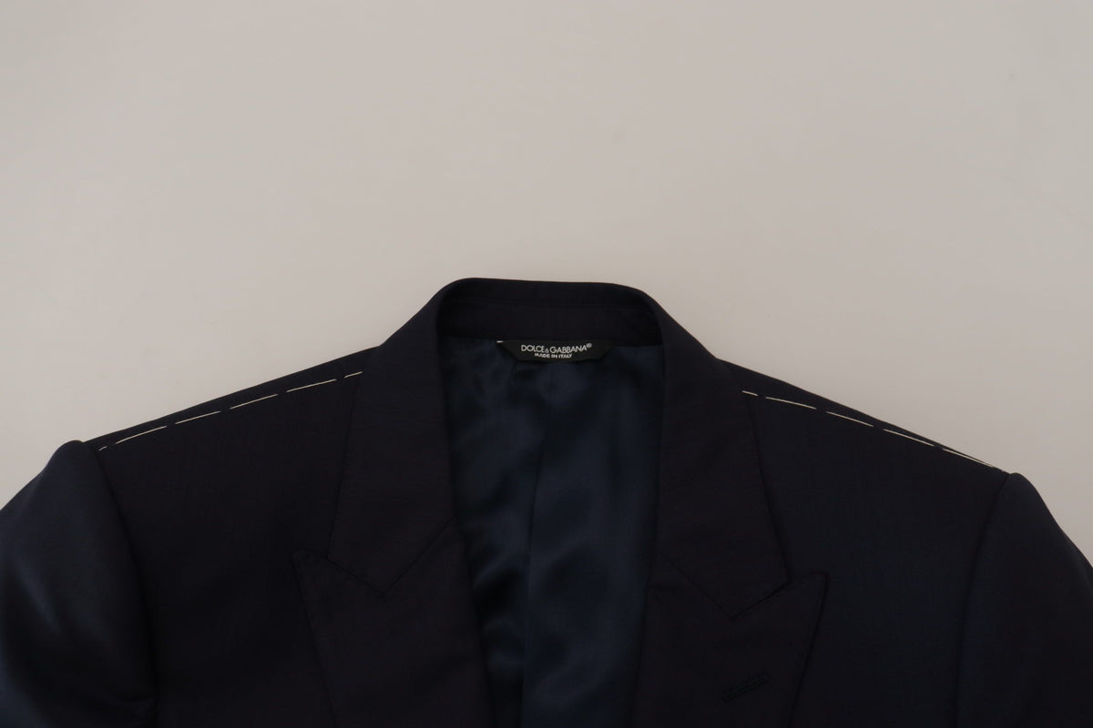 Dolce & Gabbana Blauer einreihiger Wollmantel Blazer