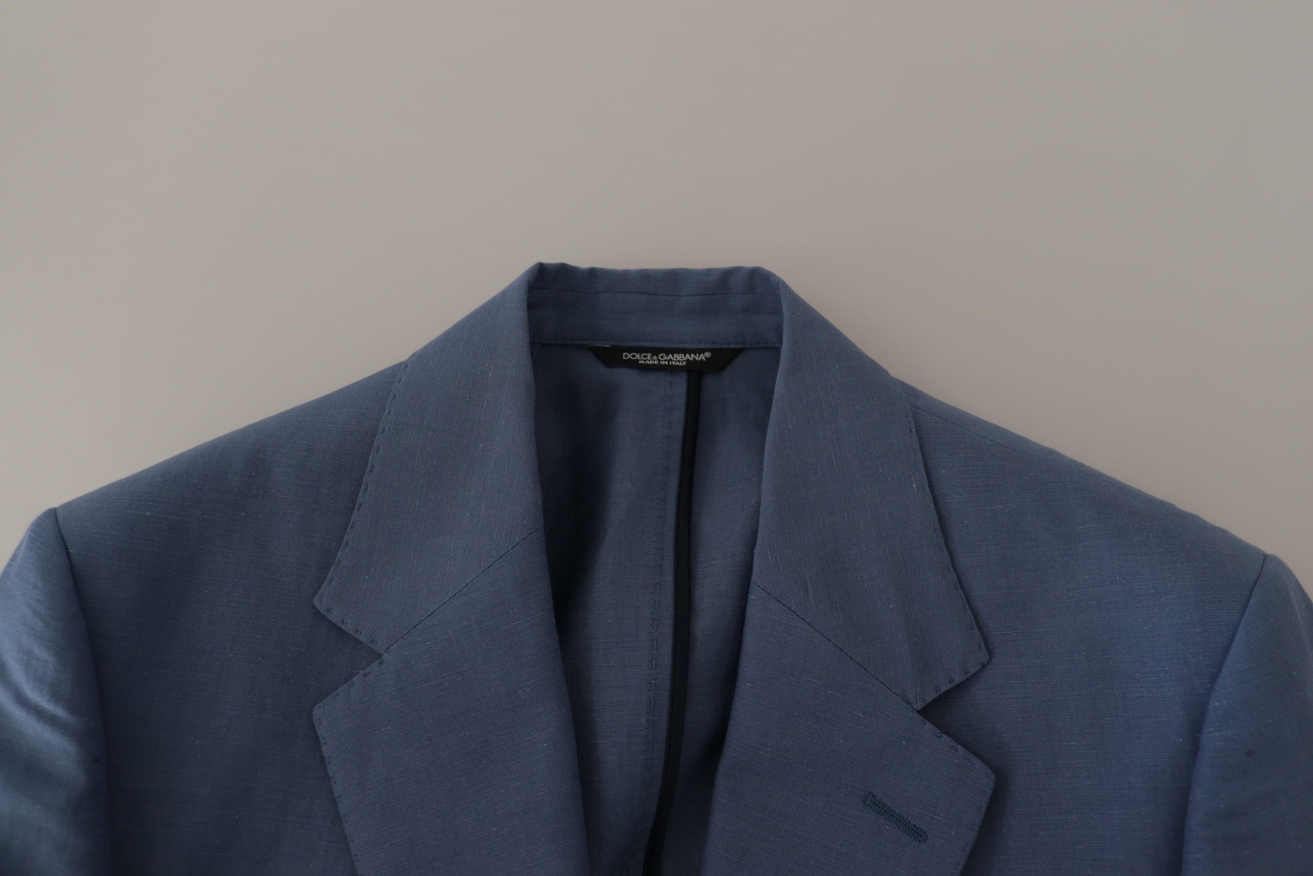 Dolce & Gabbana Blaue einreihige Logo-Blazer-Jacke