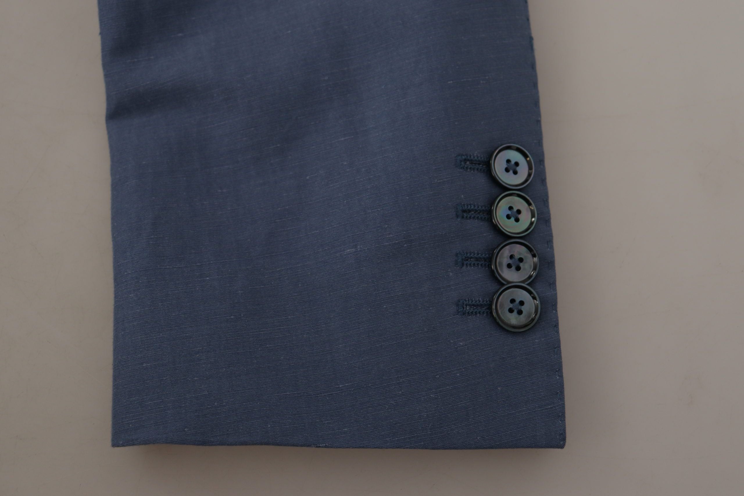 Dolce & Gabbana Blaue einreihige Logo-Blazer-Jacke