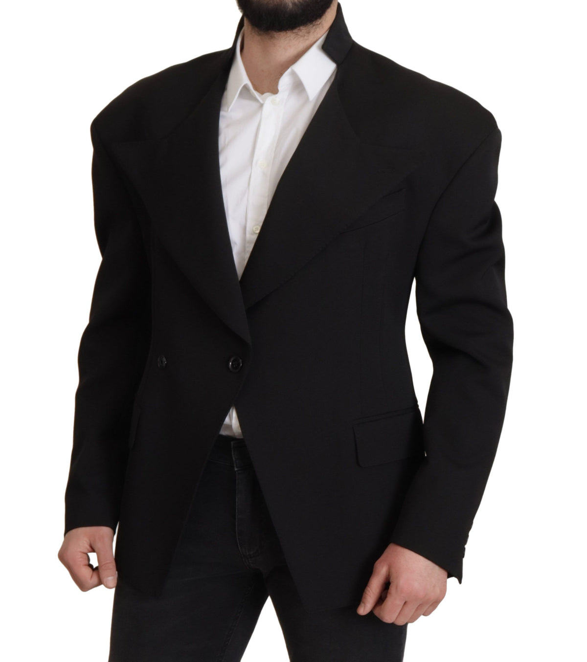 Dolce & Gabbana Schwarzer Woll-Sakko mit Einreiher