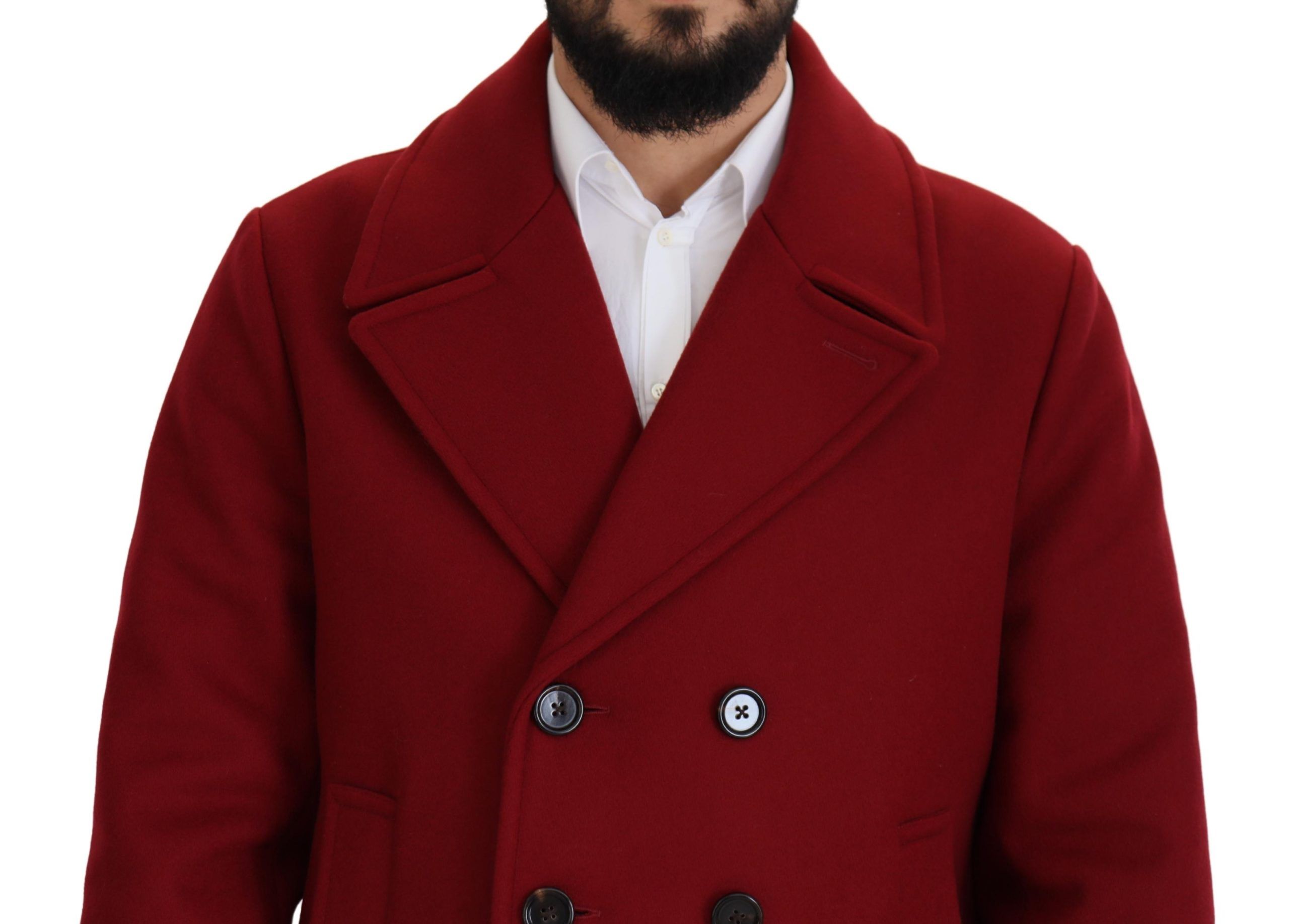 Dolce & Gabbana Roter Wollmantel Zweireiher Jacke