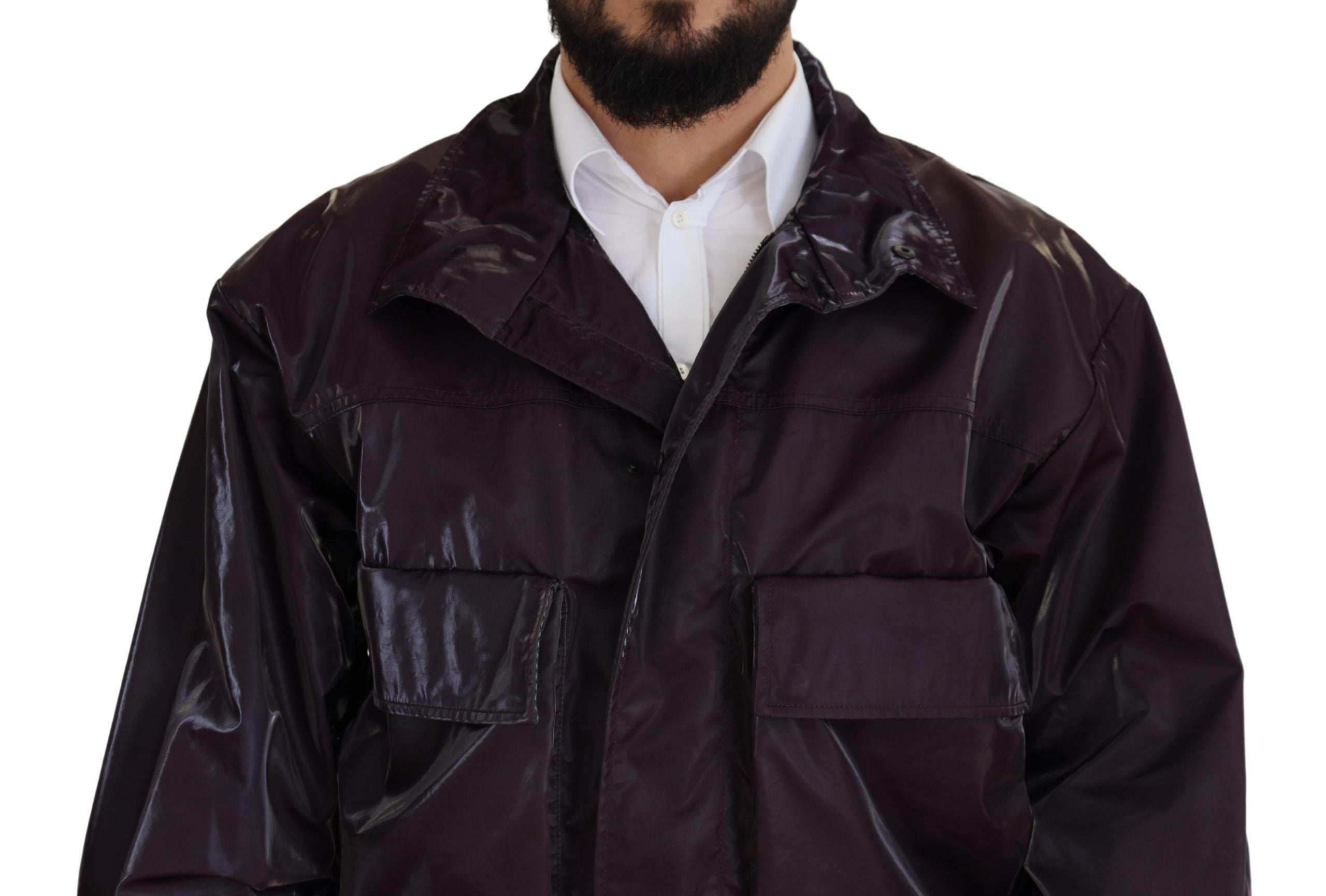 Dolce & Gabbana Lila Nylon Bikermantel Jacke mit Kragen