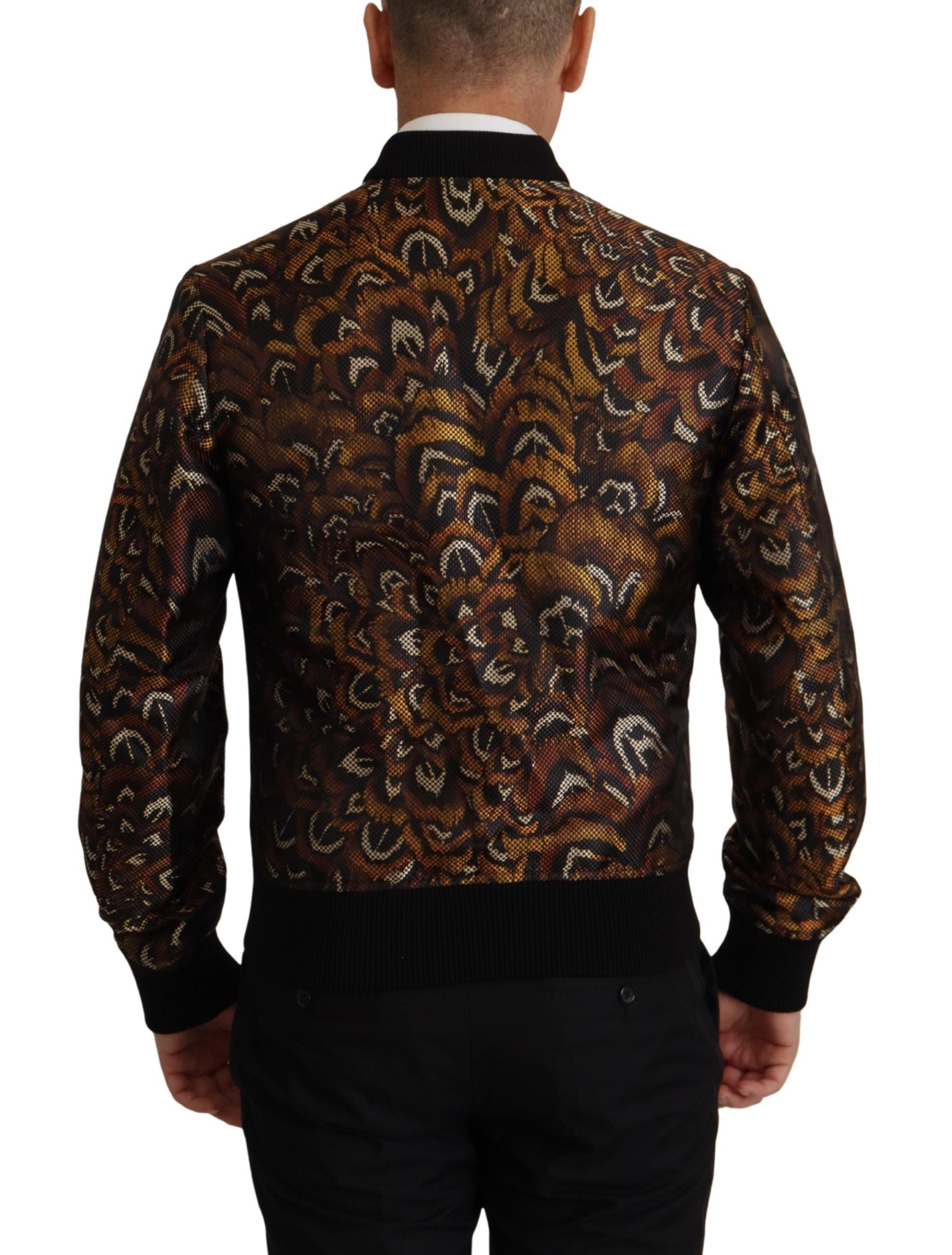 Dolce & Gabbana Braune Feder Blousonjacke mit durchgehendem Reißverschluss