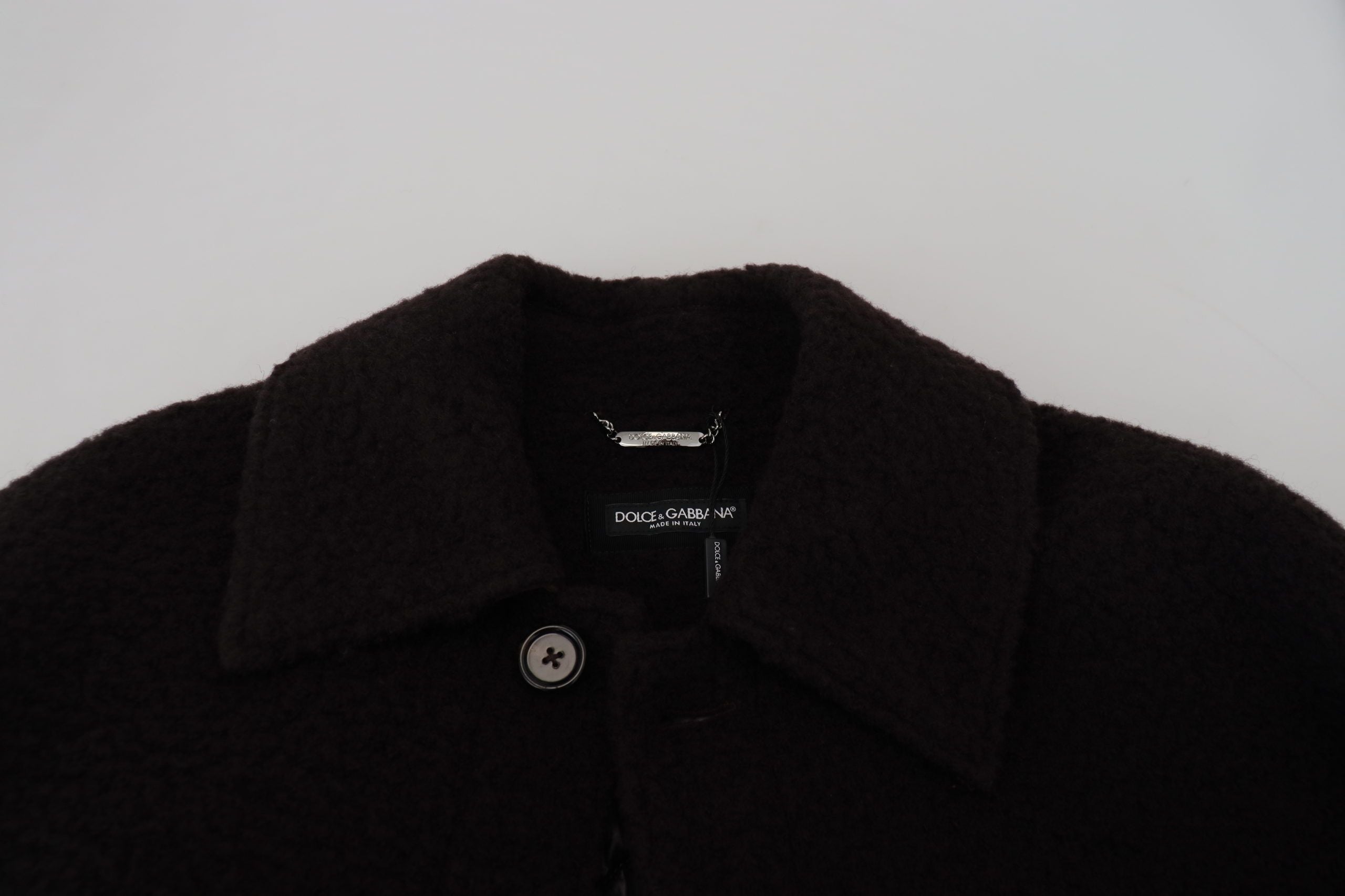 Dolce & Gabbana Schwarzer Alpaka Button Down Trenchcoat Jacke