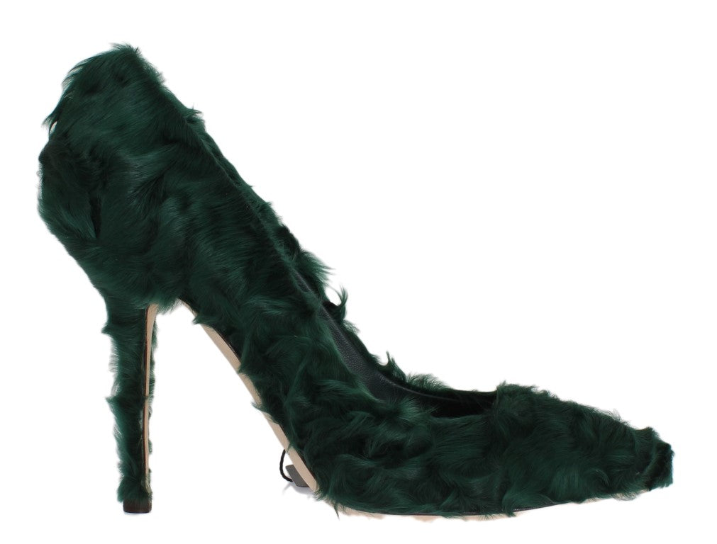 Dolce & Gabbana Grüne Xiangao Lammfell Leder Pumps