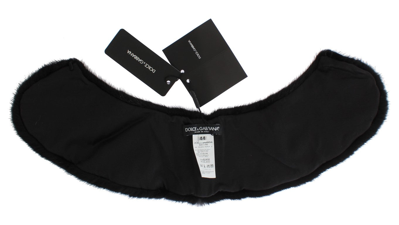 Dolce & Gabbana Schwarzer Nerzpelz-Schulterkragen-Schal