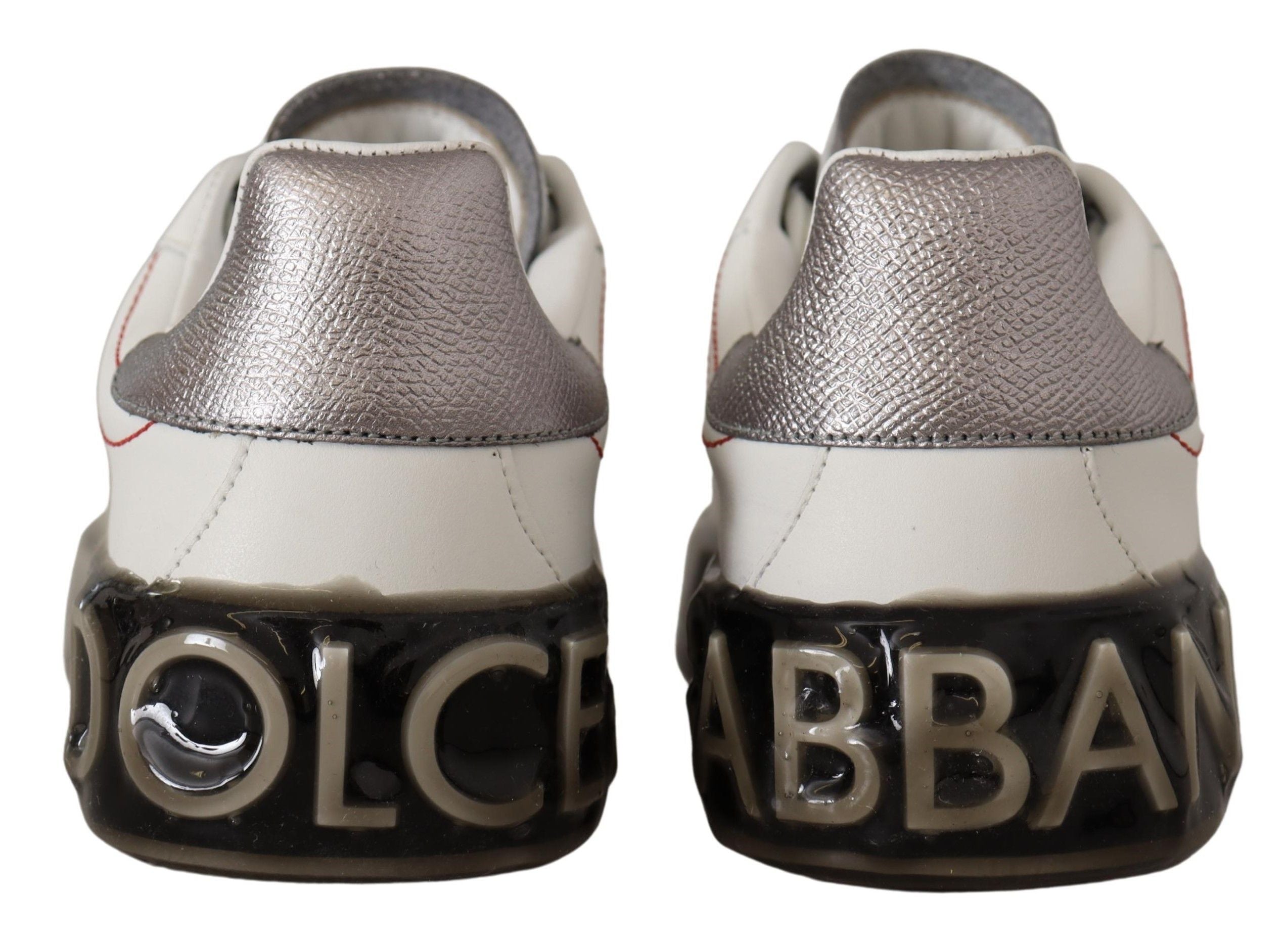 Dolce & Gabbana Weiße Lederschuhe Damen Logo Portofino Sneakers