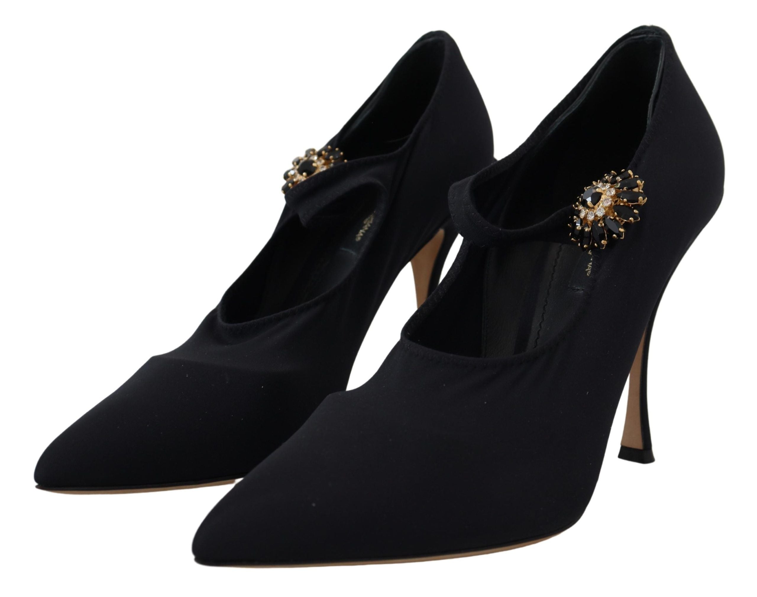 Dolce & Gabbana Schwarze Socken Stretch Crystal Pumps Schuhe