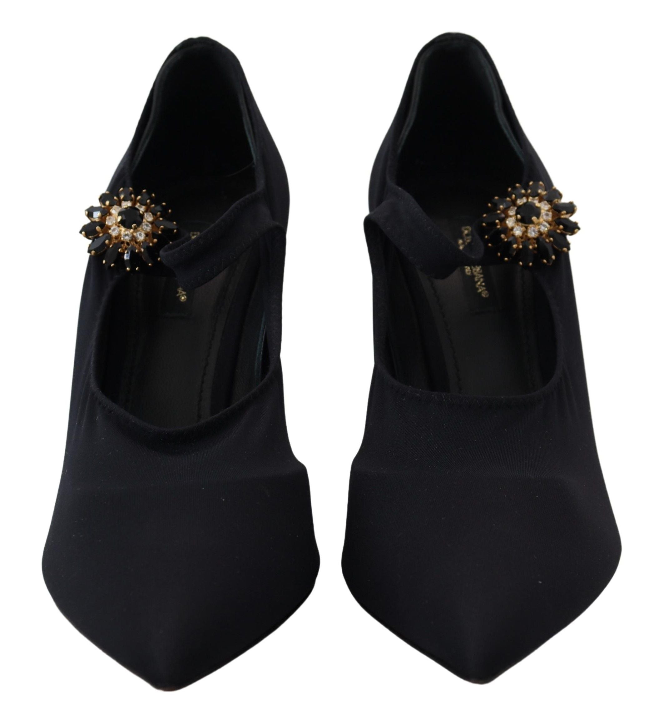 Dolce & Gabbana Schwarze Socken Stretch Crystal Pumps Schuhe